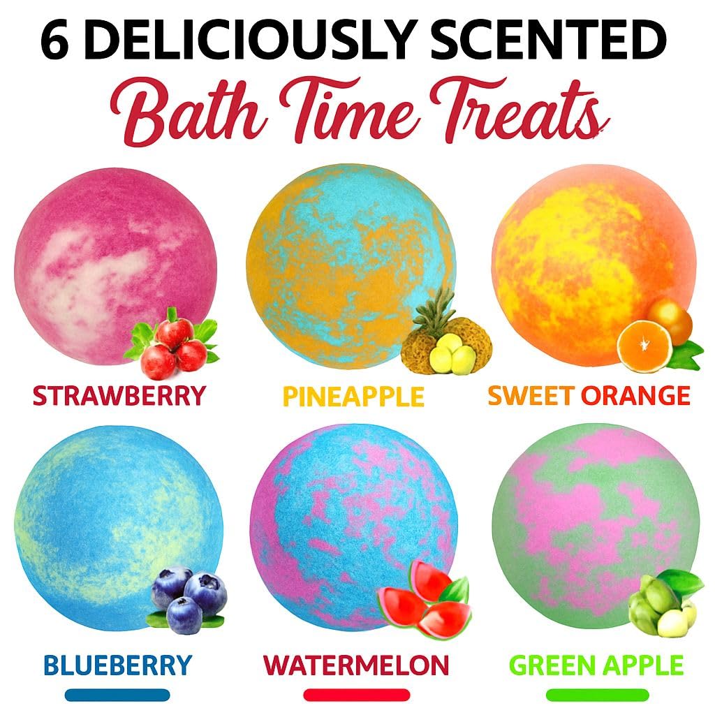 Bath Bombs for Kids with Surprise Inside - Organic Bath Fizzies with Toys Inside. All Natural, Gentle, and Kids Safe, Rainbow Spa Bath Fizz Balls, Birthday Gifts for Boys, Toddlers, Baby