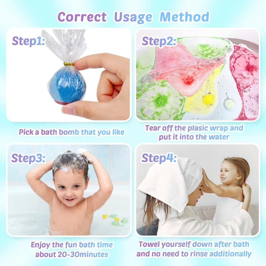 Bath Bombs for Kids, 12 Pcs Bath Bombs with Glow in The Dark Dinosura Surprise Inside, Handmade Organic Bubble Bath Ball Gift Set for Boys and Girls, Gift for Birthday Christmas Easter
