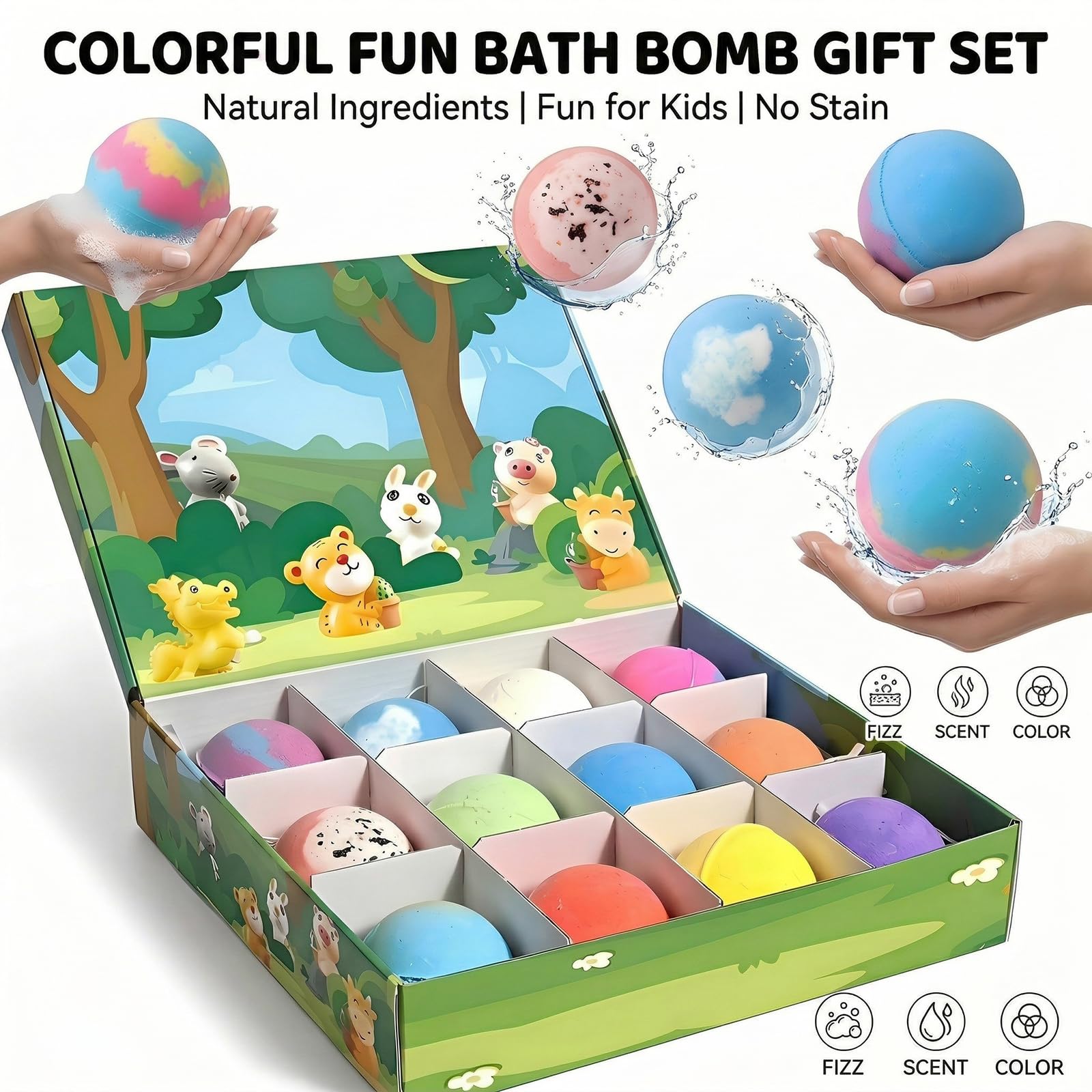 Bath Bombs with Toys Inside, 12 Pack Kids Bath Bombs with Surprise Inside, Play Fizz Bubble Bath Ball, Natural Organic Non Toxic Bath Bomb Gift Set for Boys Girls Toddler (12PcsBlue)