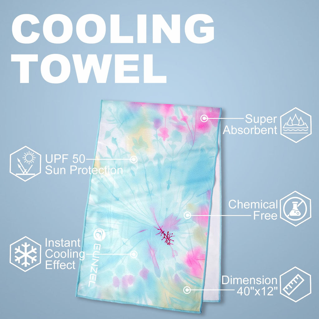 Eunzel Cooling Towel, Ice Towel for Neck, Soft Microfiber Chilly Towel Stay Cool for Sports, Yoga, Running, Gym, Workout, Biking, Camping & Outdoor Activities 40"x12"