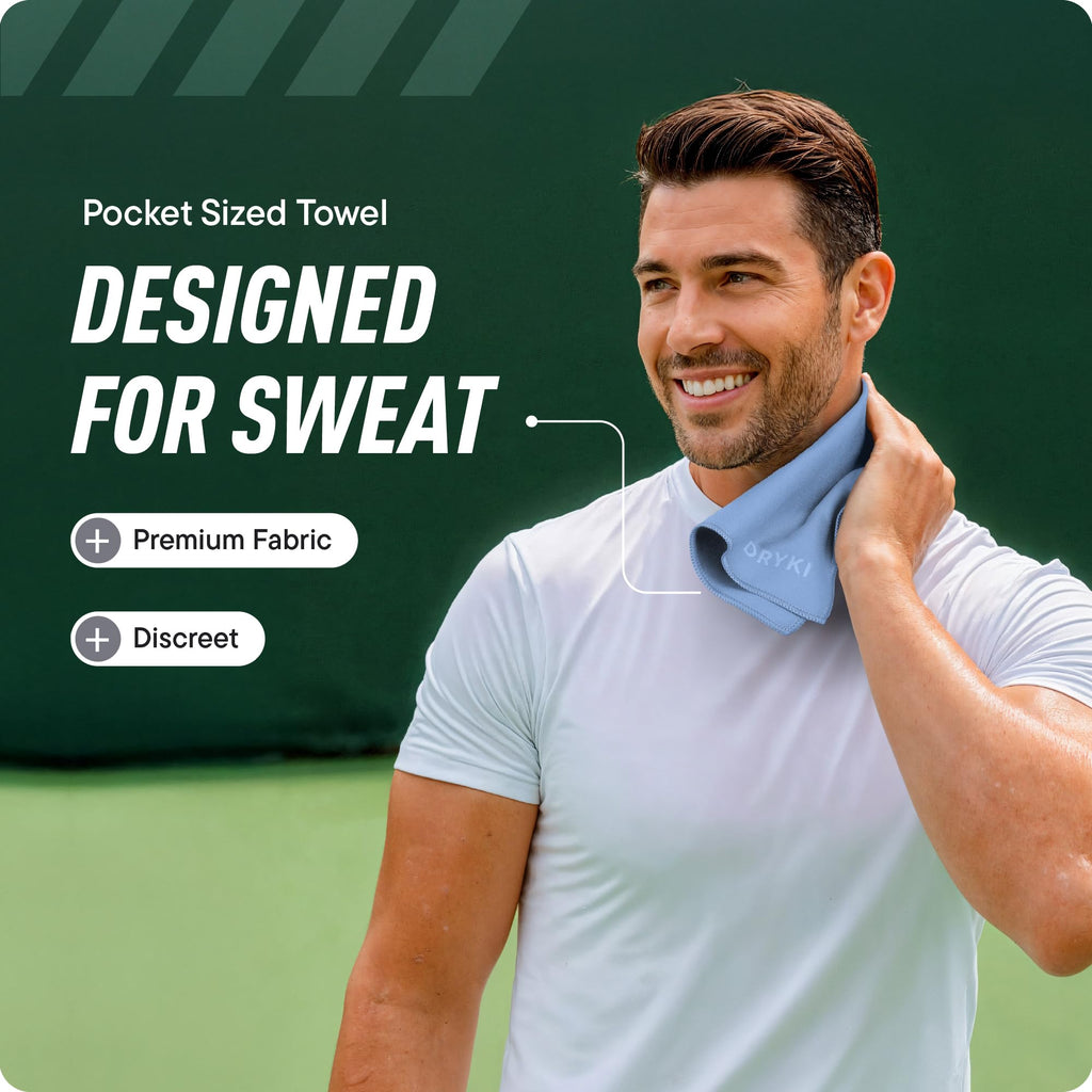 DRYKI Sweat Absorbing Handkerchiefs - The Original Pocket-Sized Sweat Towels - Quick-Dry Microfiber Sweat Rags for Face, Hands, & Body - Men & Women - Gym, Sports, and Work (Forest: 5 Pack)