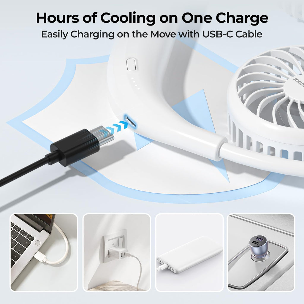 AMACOOL Portable Neck Fan, Lightweight Wearable with Hands-Free Comfort, 360° Adjustable Personal Fan with Ultra Quiet & Strong Wind, Gifts for Men Women Hot Flashes Cruise Travel Outdoor Sports 2026