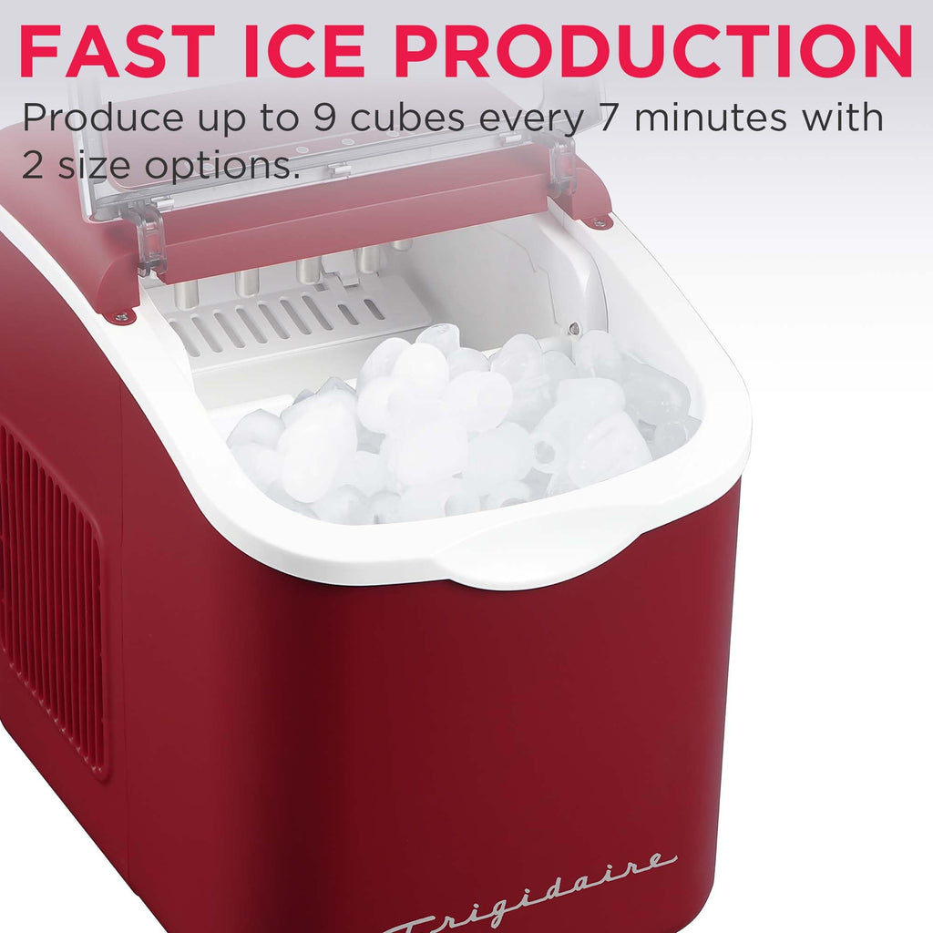 FRIGIDAIRE Retro Compact Ice Maker Machine, Bullet Ice, 26 lb per Day (BlackRoseGold)
