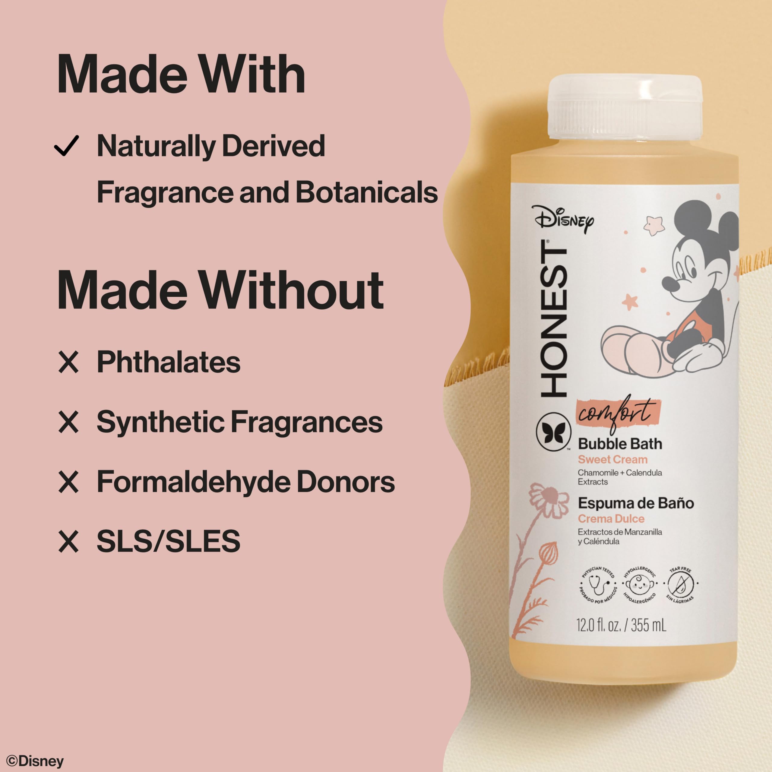 The Honest Company Foaming Bubble Bath, Naturally Derived, Tear-free, Hypoallergenic, Citrus Vanilla Refresh, 12 fl oz