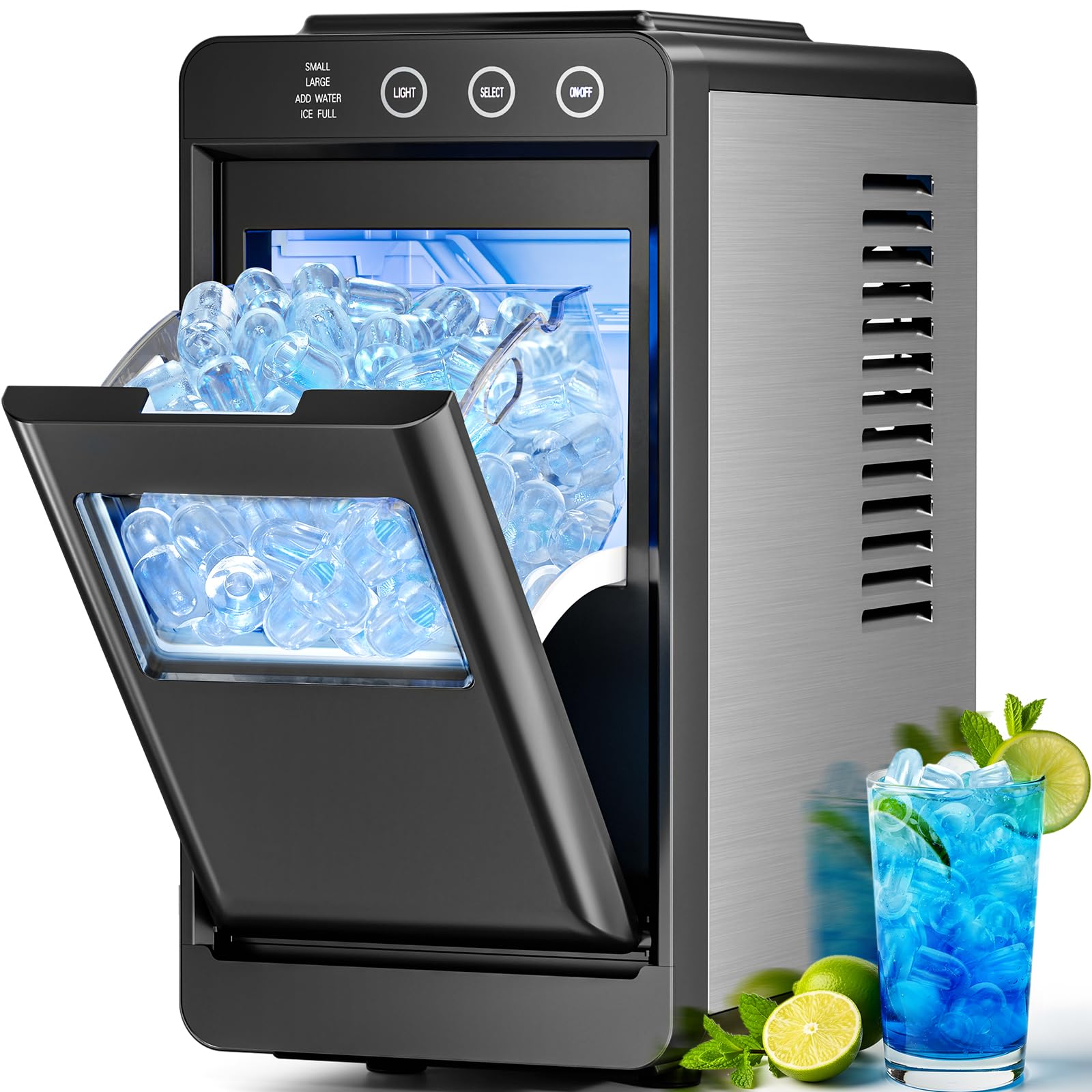 Antarctic Star Ice Maker, Portable Ice Machine with Self-Cleaning Function, 8 Cubes in 6 Mins Fast Countertop Ice Making, Compact Ice Maker for Home, Kitchen, RV, Travel, Matte Black