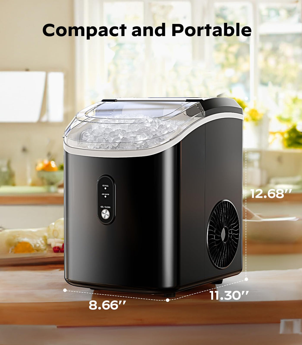 Silonn Nugget Ice Maker Countertop, Pellet Ice Machine with Self-Cleaning Function, Sonic Ice Maker Produces 36lbs of Chewable Ice in 24 Hours, Ideal for Home Kitchen and Office (Black)