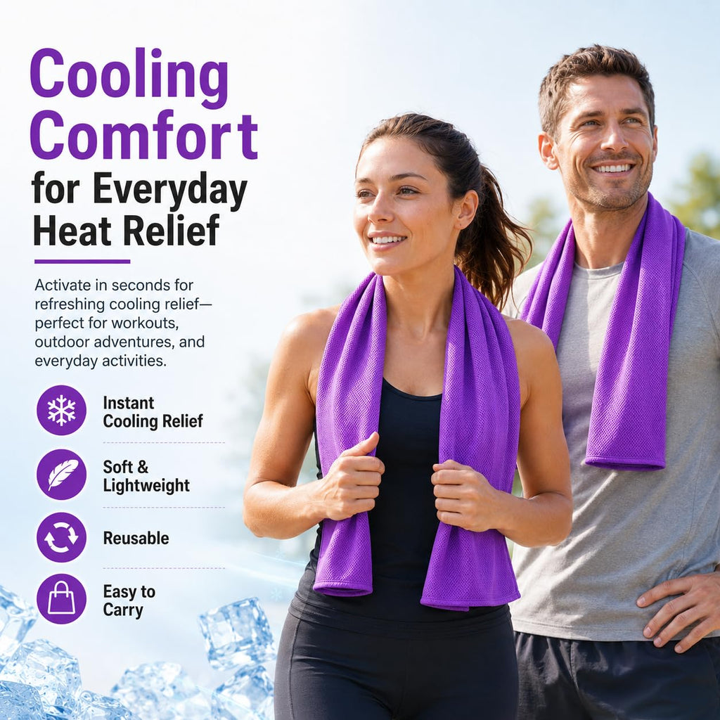 Cooling Towels 43.3" x 15.7" - Ice Towel, Sweat Towel, Cooling Towels for Neck & Face & Cooling Neck Wraps for Summer Heat - Neck Cooler for Quick Cool Down for Gym, Running, Golf, Yoga & Sports