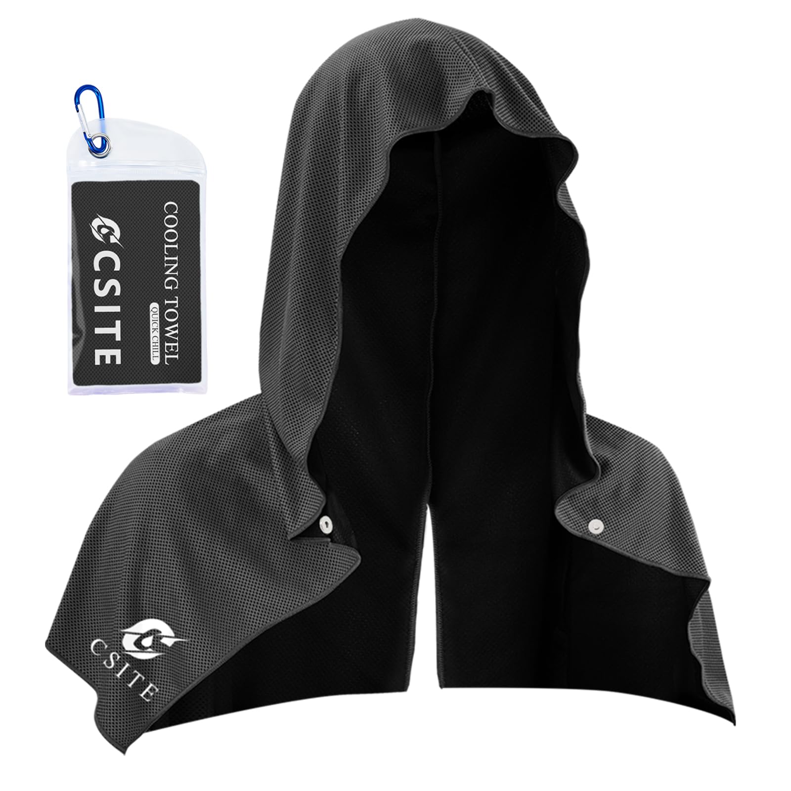 CSITE Cooling Hoodie Towels, Instant Cooling Towels for Neck and Face, UPF 50 Sun Protection, Ice Towel for Hot Weather, Head Towel for Sports, Camping, Cycling & More Activities