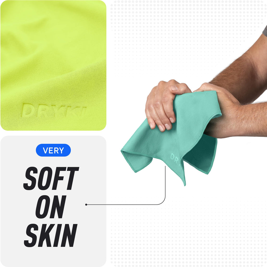 DRYKI Sweat Absorbing Handkerchiefs - The Original Pocket-Sized Sweat Towels - Quick-Dry Microfiber Sweat Rags for Face, Hands, & Body - Men & Women - Gym, Sports, and Work (Forest: 5 Pack)
