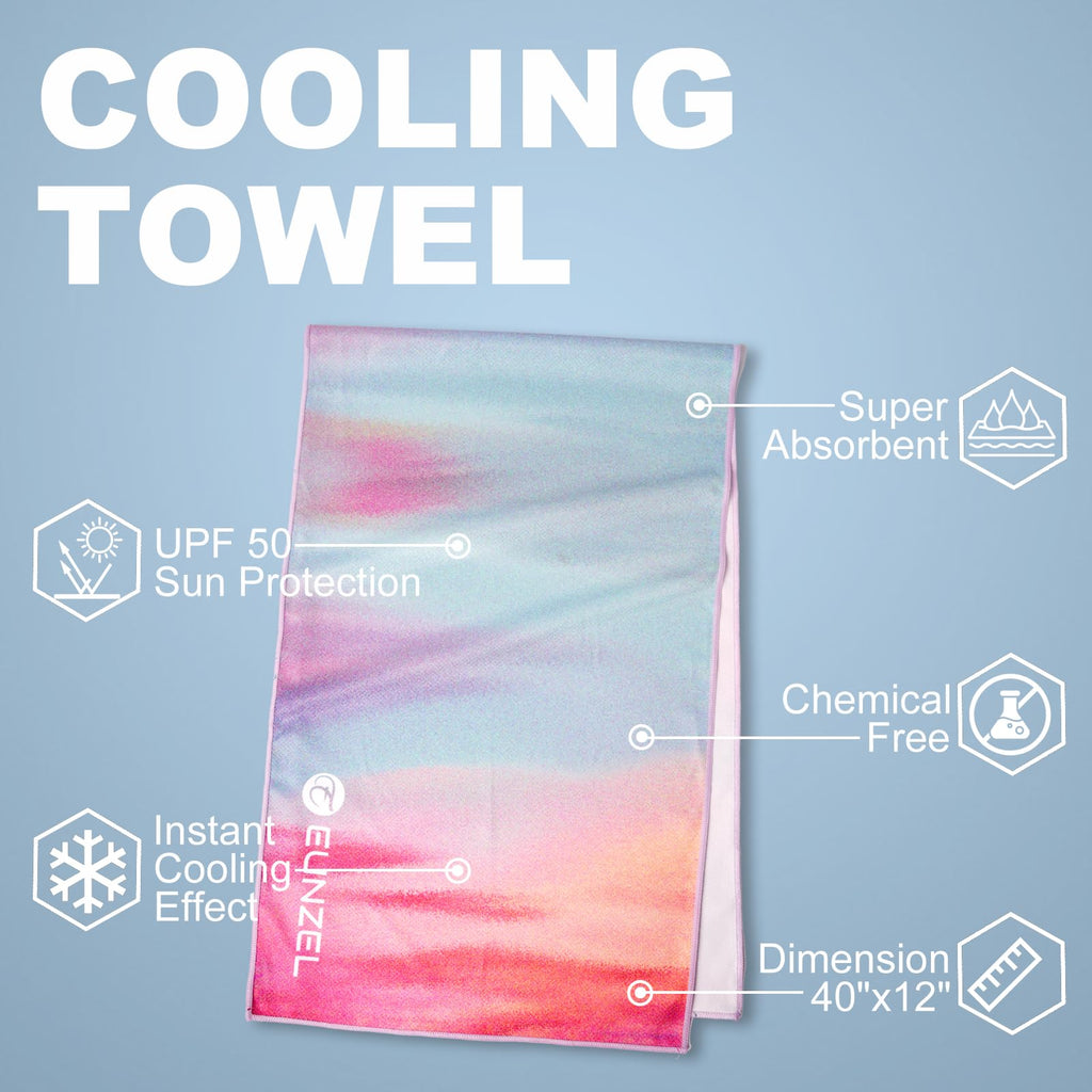 Eunzel Cooling Towel, Ice Towel for Neck, Soft Microfiber Chilly Towel Stay Cool for Sports, Yoga, Running, Gym, Workout, Biking, Camping & Outdoor Activities 40"x12"