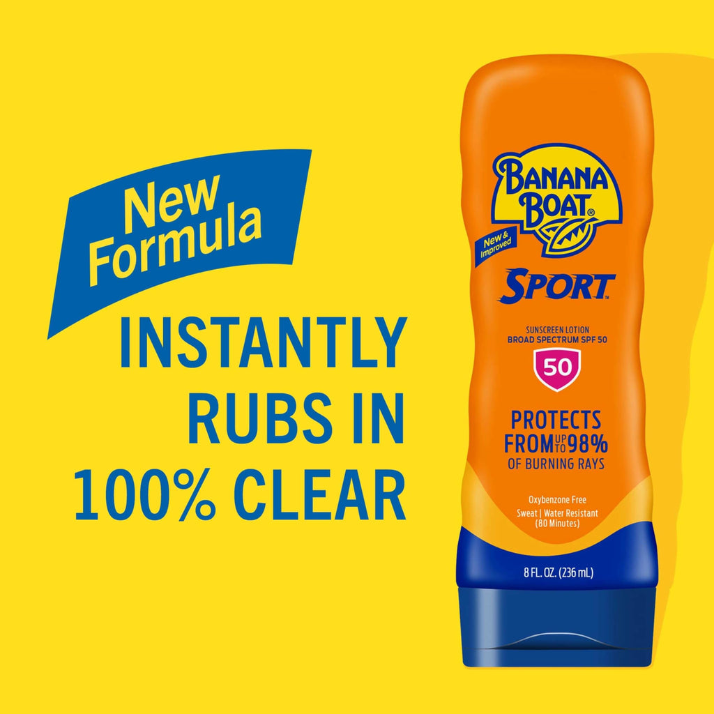 Banana Boat Sport Sunscreen Lotion, SPF 50, 10 Oz Each, Twin Pack | HIGH-PERFORMANCE SUNSCREEN with a non-greasy feel and won't clog pores