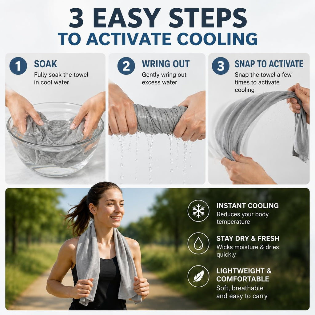 Cooling Towels 43.3" x 15.7" - Ice Towel, Sweat Towel, Cooling Towels for Neck & Face & Cooling Neck Wraps for Summer Heat - Neck Cooler for Quick Cool Down for Gym, Running, Golf, Yoga & Sports
