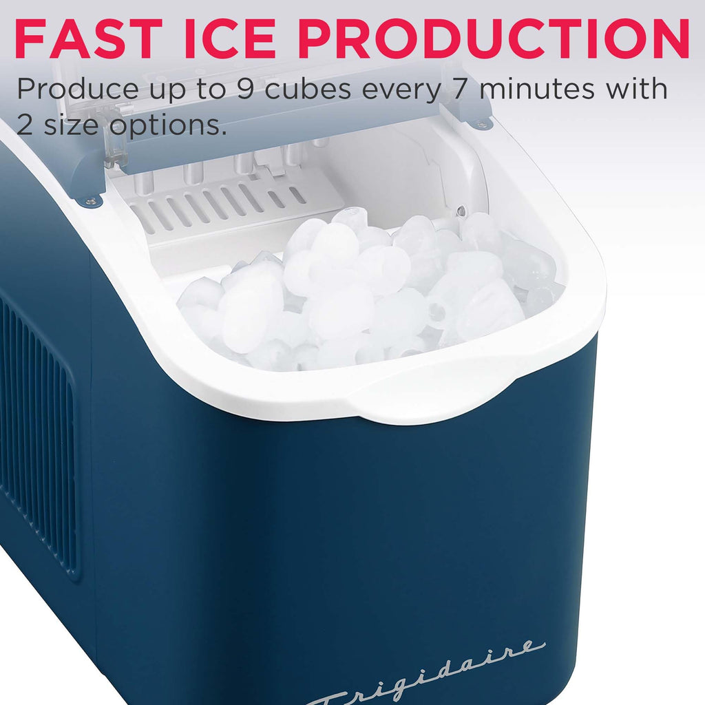 FRIGIDAIRE Retro Compact Ice Maker Machine, Bullet Ice, 26 lb per Day (BlackRoseGold)
