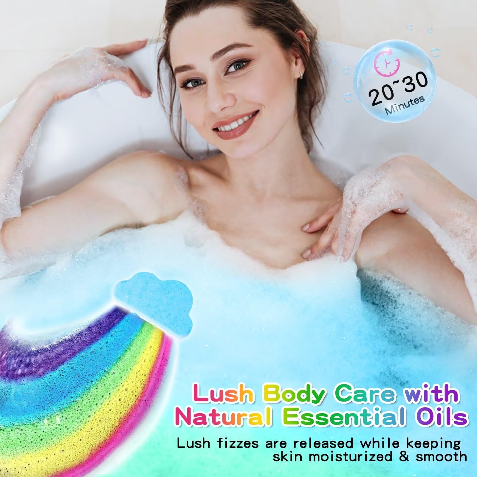 Rainbow Bath Bombs for Kids, Handmade 4 Pcs Kids Bath Bombs Gift Set for Girls Teens Toddler Rainbow Bubble Fizzy