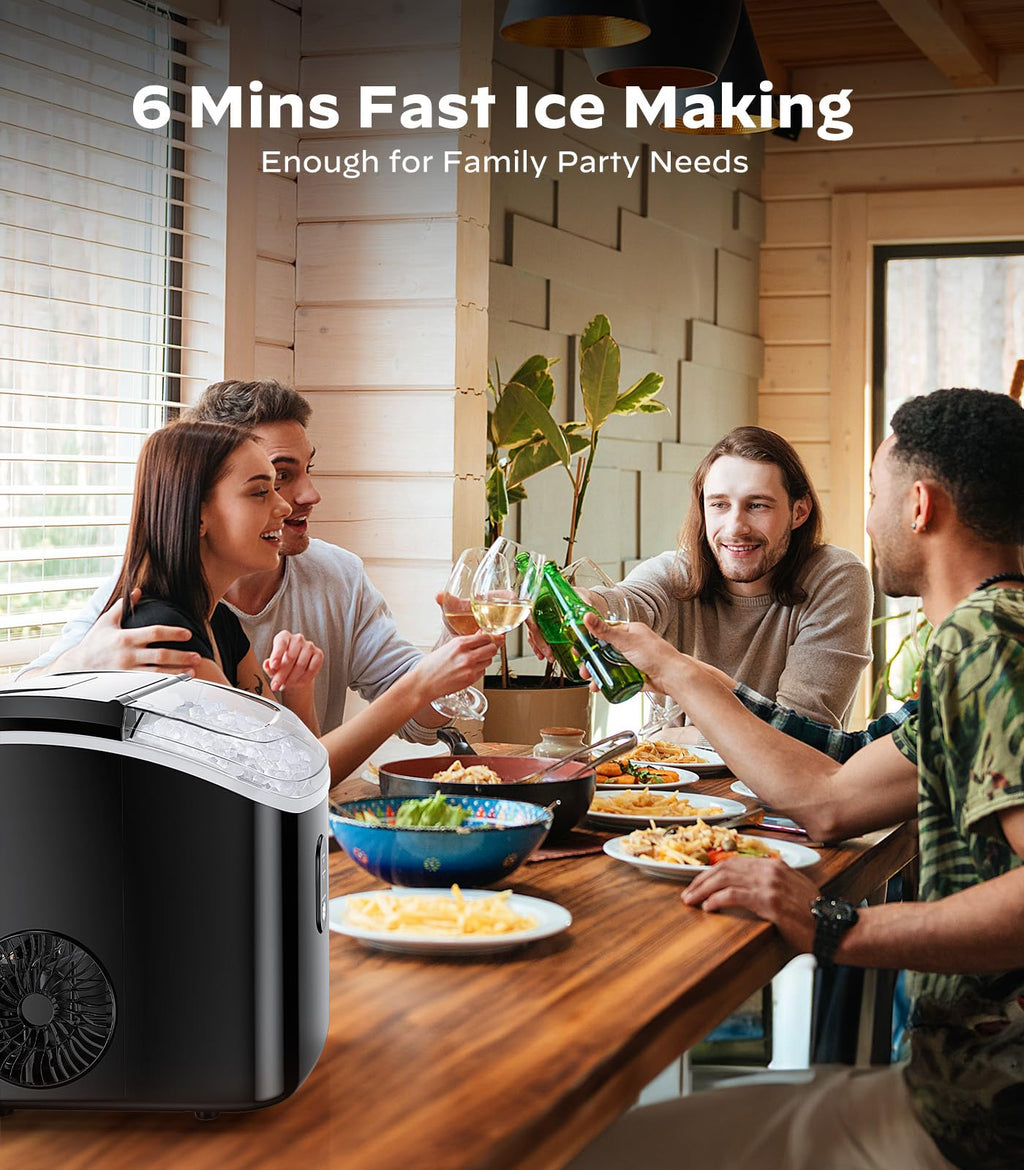 Silonn Nugget Ice Maker Countertop, Pellet Ice Machine with Self-Cleaning Function, Sonic Ice Maker Produces 36lbs of Chewable Ice in 24 Hours, Ideal for Home Kitchen and Office (Black)