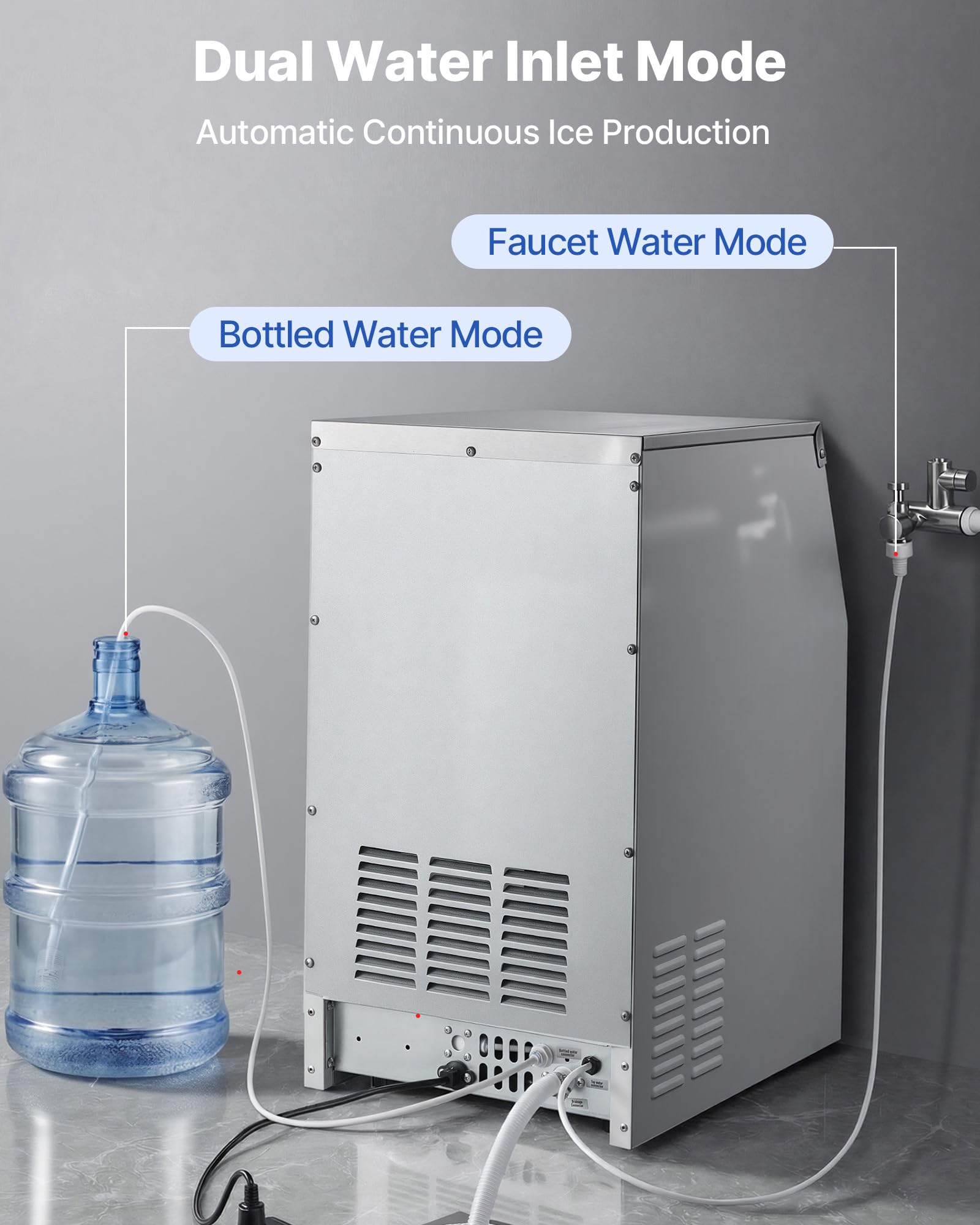 VEVOR Commercial Ice Maker Machine, 80 lbs/24h with 13 lbs Storage Capacity, Countertop/Freestanding/Under Counter, Stainless Steel Ice Maker with LED Display & Self-Cleaning, for Home Bar Restaurant