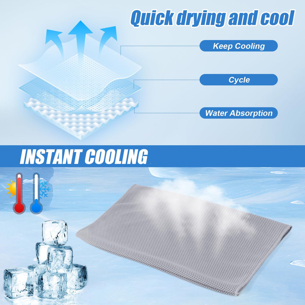 4 Pack Cooling Towels Cloth for Neck and Face, Ice Cool Towel Cold Rags for Sports Gym Fitness Yoga Running Tennis Baseball Hiking Camping(Y-4PACK-02)