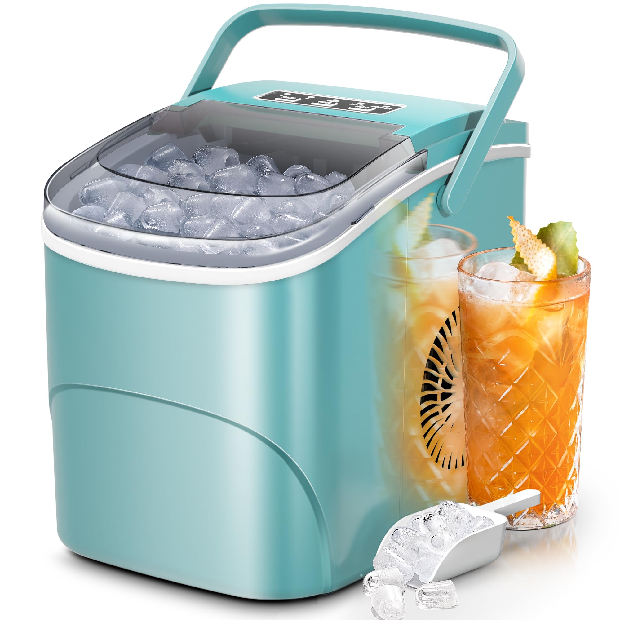Electactic Ice Makers Countertop,26Lbs/24H,8Pcs in 6Mins,Portable Ice Maker Machine with Self-Cleaning,Interior Lighting,2 Sizes of Bullet Ice for Home/Office/Party(Black)