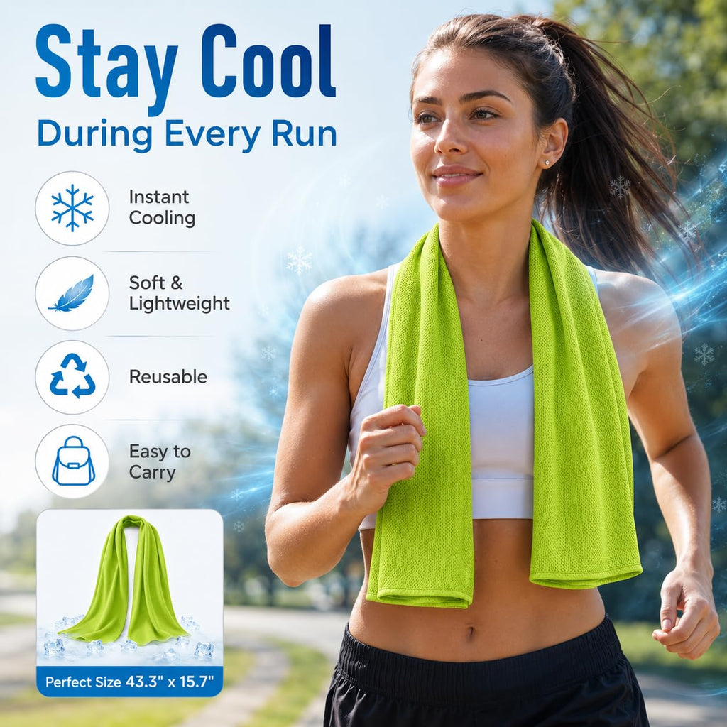 Cooling Towels 43.3" x 15.7" - Ice Towel, Sweat Towel, Cooling Towels for Neck & Face & Cooling Neck Wraps for Summer Heat - Neck Cooler for Quick Cool Down for Gym, Running, Golf, Yoga & Sports