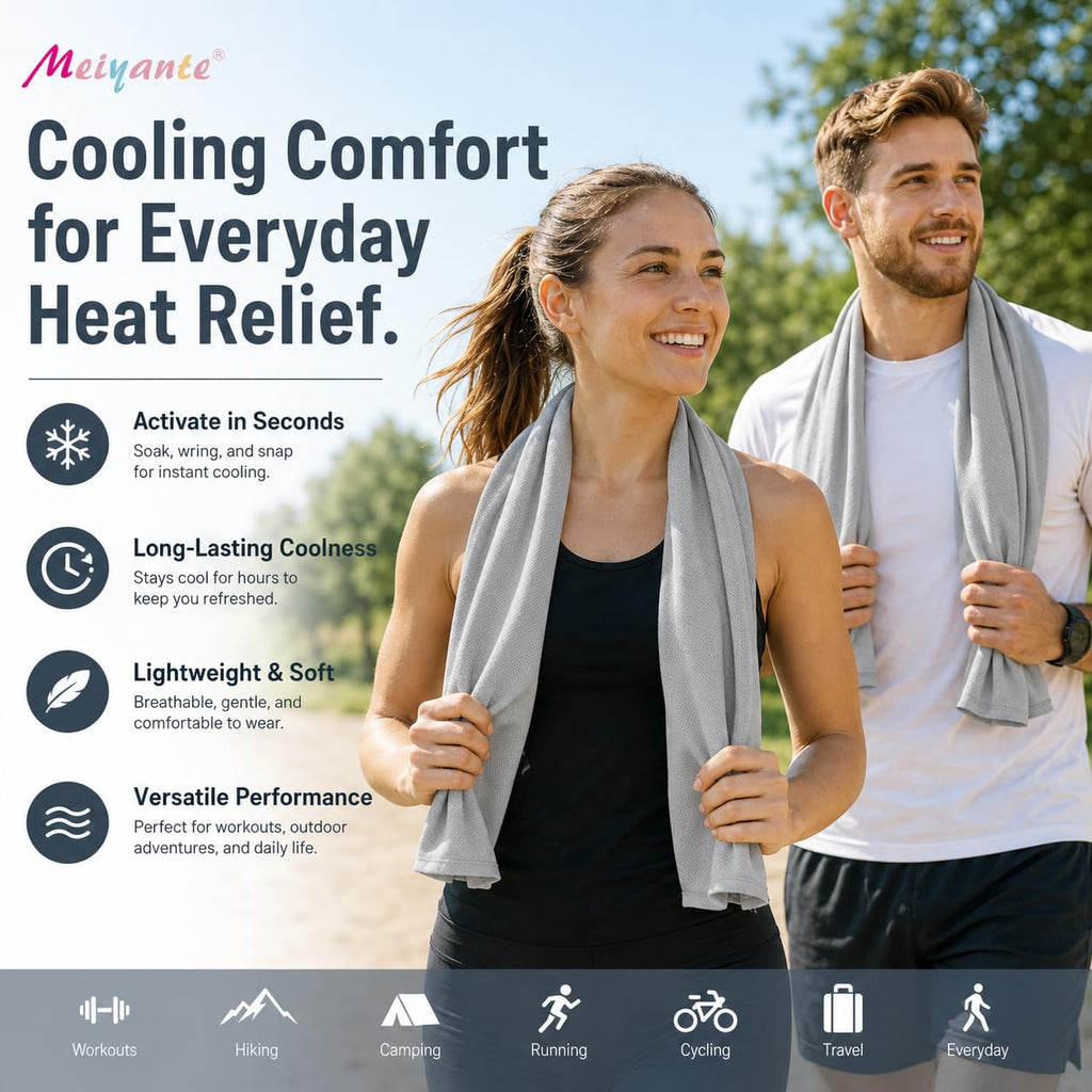Cooling Towels 43.3" x 15.7" - Ice Towel, Sweat Towel, Cooling Towels for Neck & Face & Cooling Neck Wraps for Summer Heat - Neck Cooler for Quick Cool Down for Gym, Running, Golf, Yoga & Sports