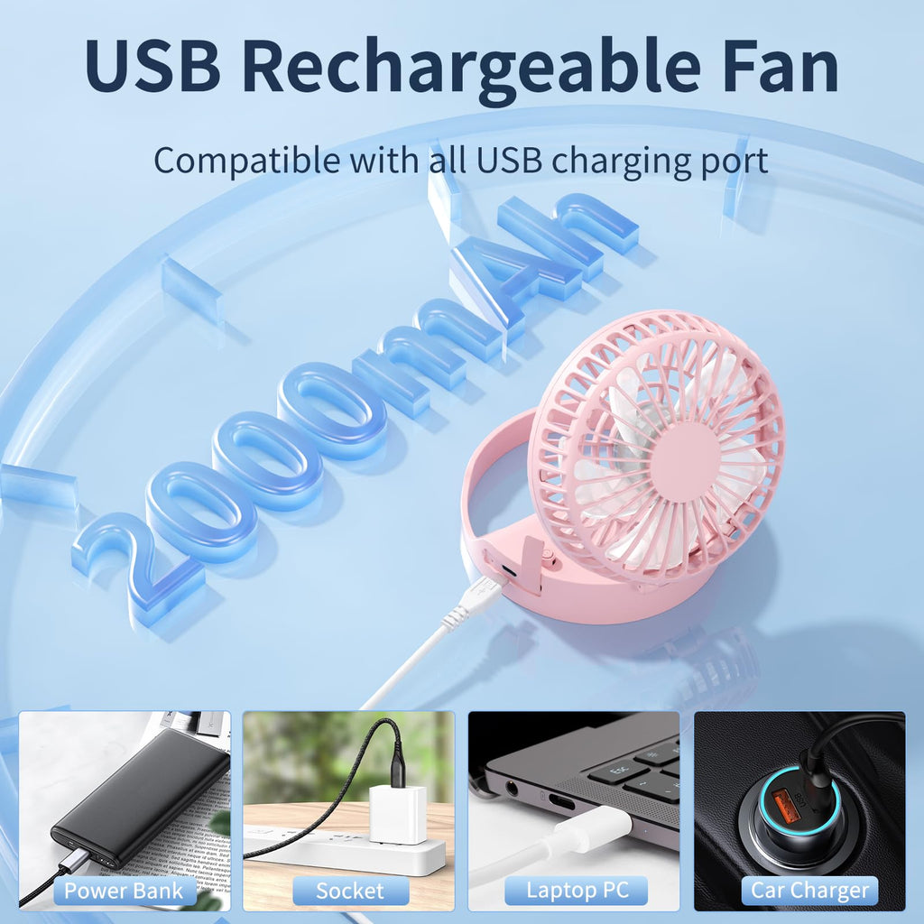HandFan 10000mAh Neck Fan, 360° Rotation Hands Free Portable Fans for your Neck, 48h Lasting Rechargeable Battery Operated Wearable Necklace Personal Cool Fans for Travel/Disney/Sports/Cycling/Hiking