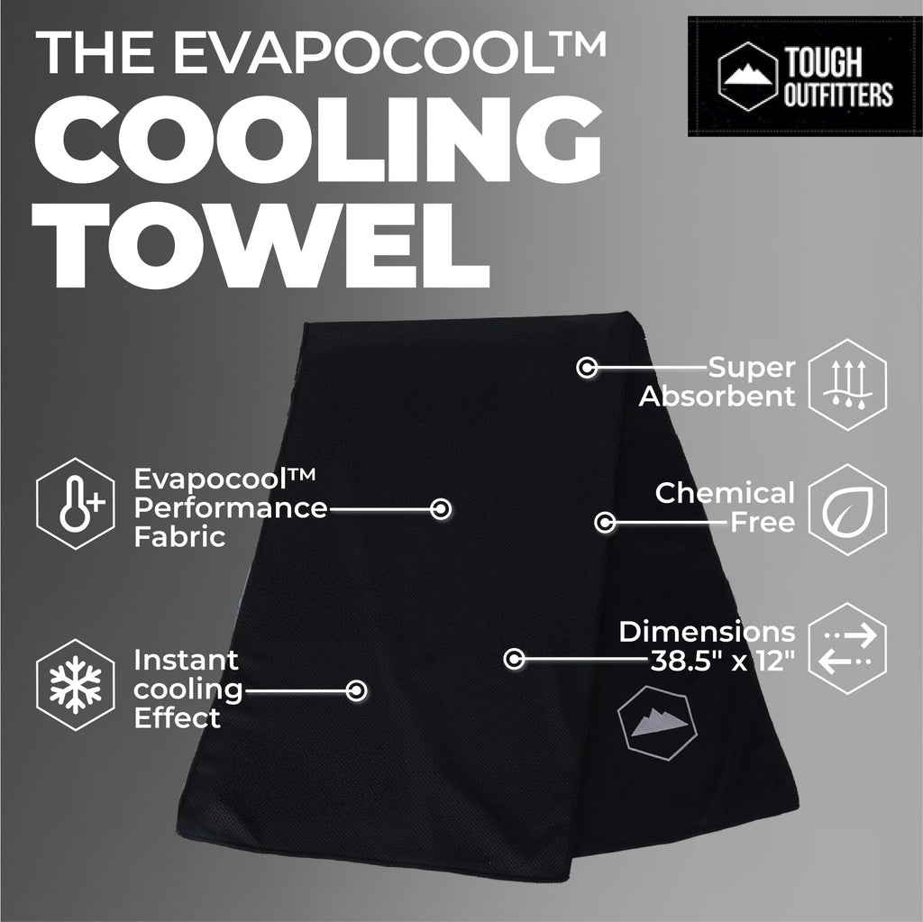 Tough Outdoors Cooling Towels for Neck Face - Neck Cooling Towel for Hot Weather Yoga Sports Golf Sweat - Instant Cold Towel