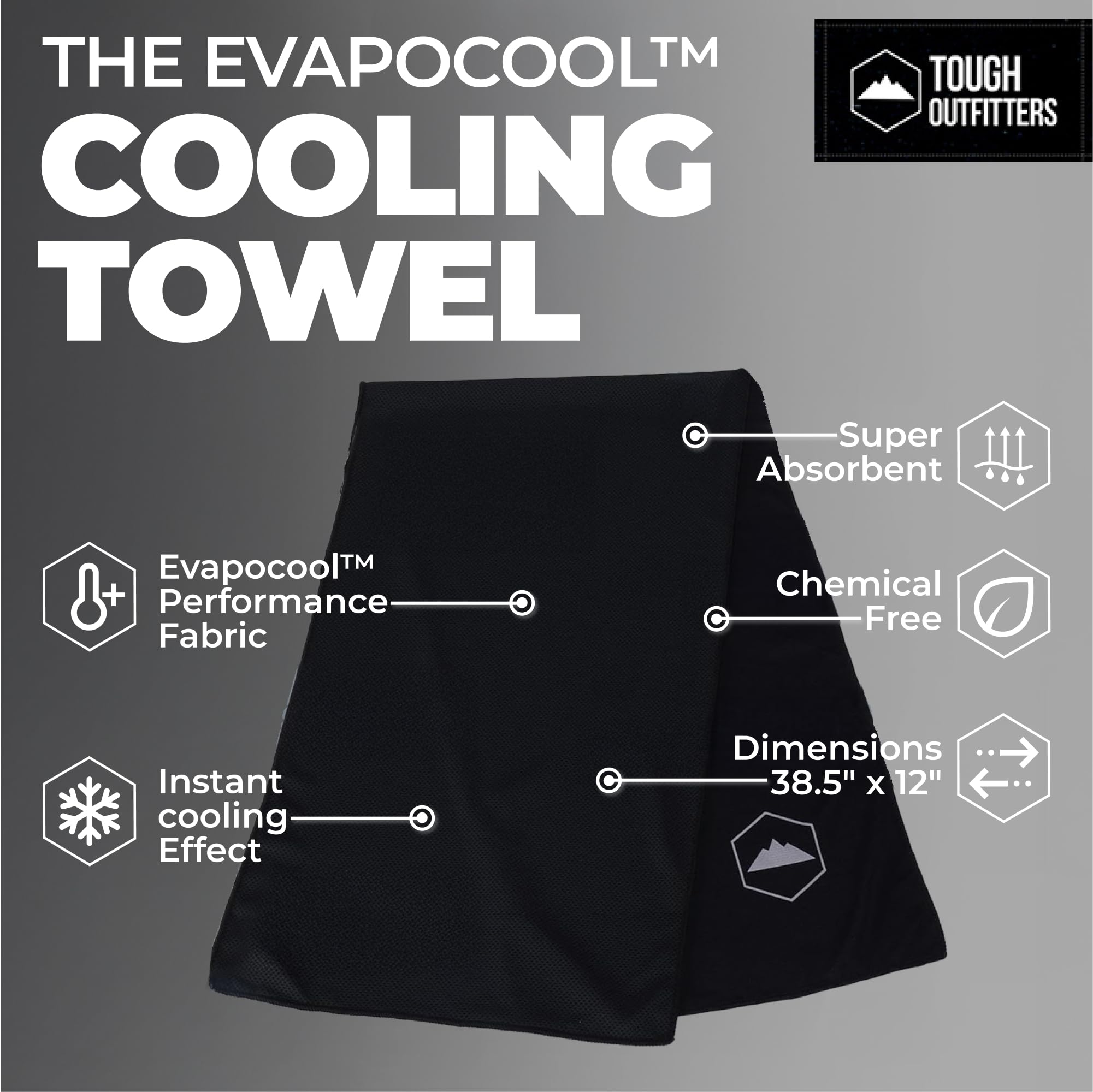 Tough Outdoors Cooling Towels for Neck Face - Neck Cooling Towel for Hot Weather Yoga Sports Golf Sweat - Instant Cold Towel