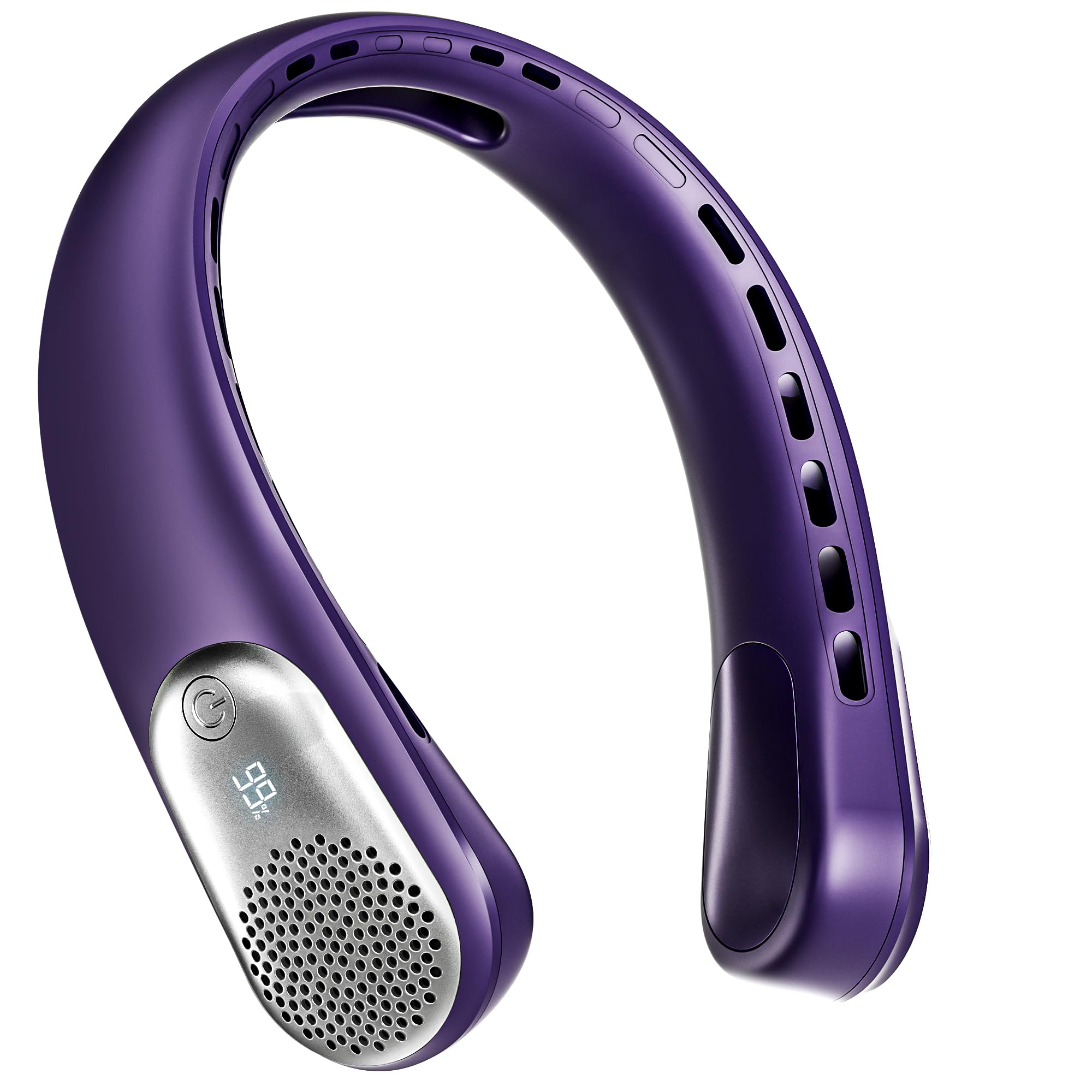 Neck Fan, Portable 4000 mAh Battery Operated Personal Fan with LED Display, 3 Wind Speed, Fast Cooling, Fast Cooling,USB Rechargeable Fan for Women Outdoor Purple