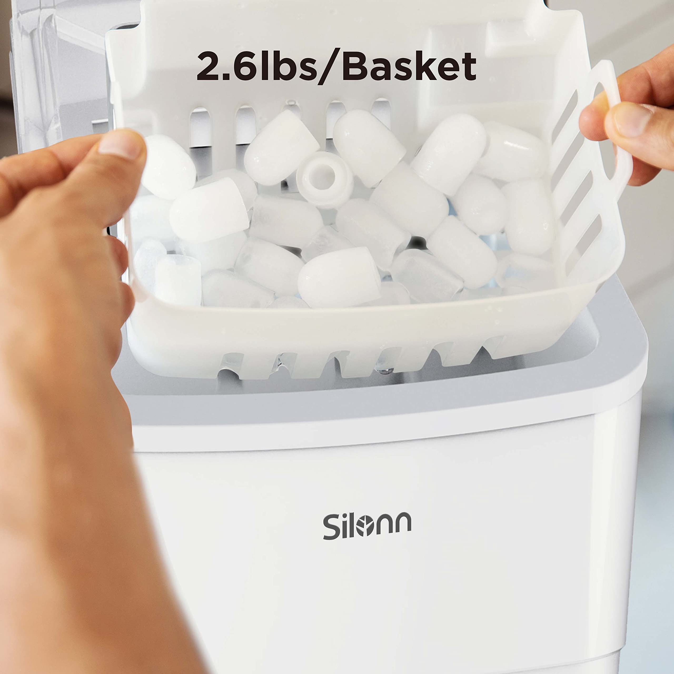 Silonn Nugget Ice Maker Countertop, Pellet Ice Machine with Self-Cleaning Function, Sonic Ice Maker Produces 36lbs of Chewable Ice in 24 Hours, Ideal for Home Kitchen and Office (Black)
