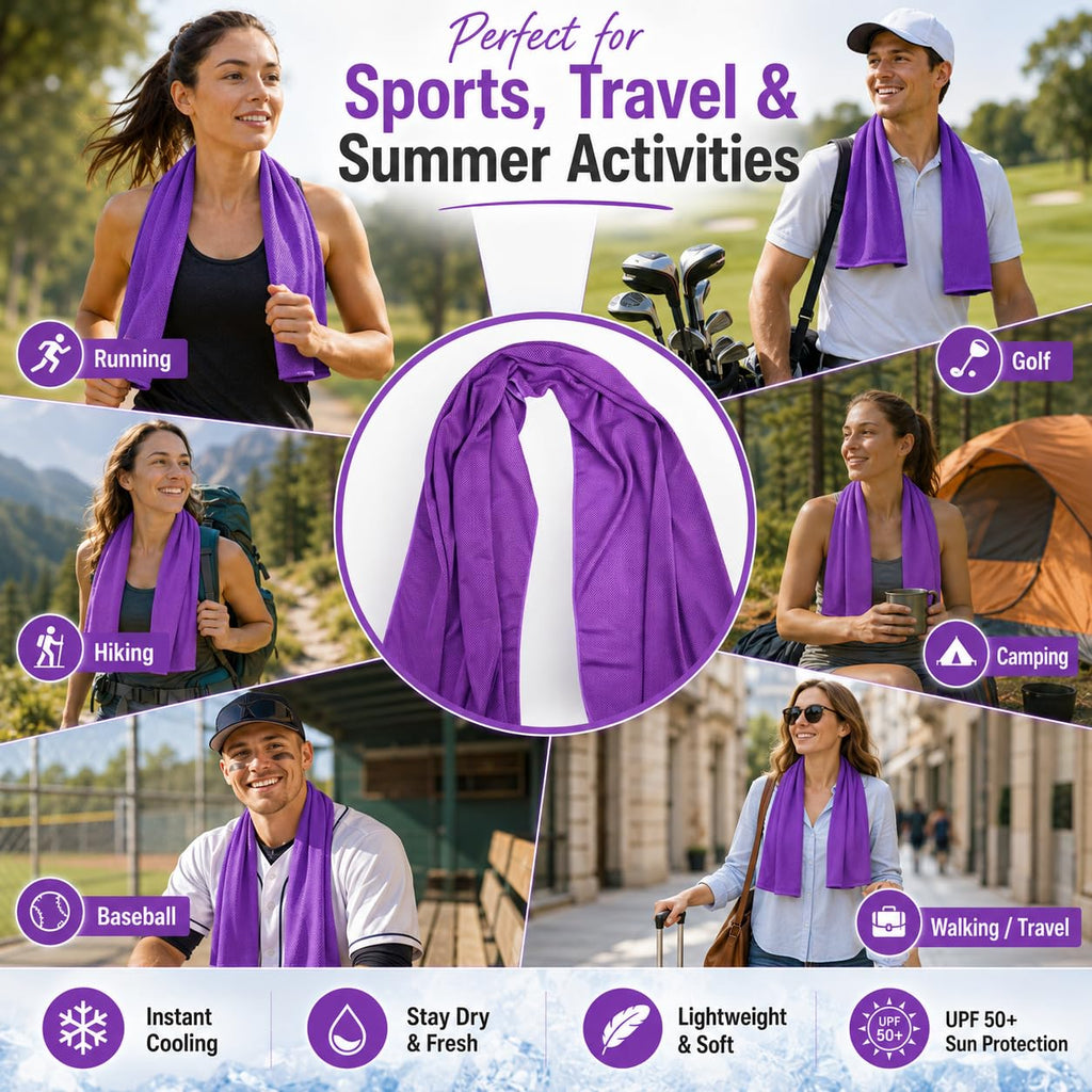 Cooling Towels 43.3" x 15.7" - Ice Towel, Sweat Towel, Cooling Towels for Neck & Face & Cooling Neck Wraps for Summer Heat - Neck Cooler for Quick Cool Down for Gym, Running, Golf, Yoga & Sports