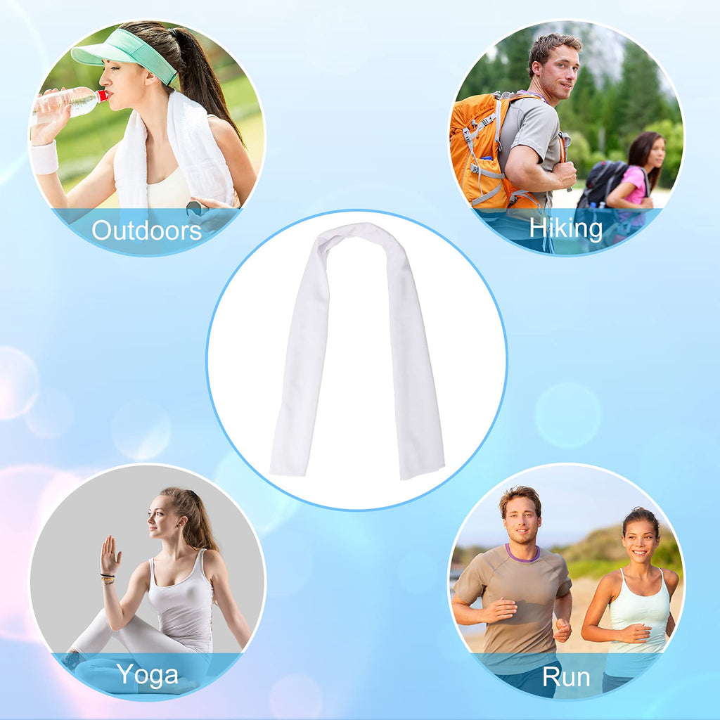 BBTO 6 Count Sublimation Cooling Towels Bulk for Sports 40"x12" White Golf Sweat Gym Towel Ice Breathable Soft Chilly Microfiber Sweat Rags for Neck Face Body Hot Weather Workout Sports