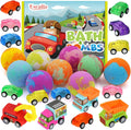 Bath Bombs for Kids with Toys Inside, 9 Pack Handmde Bath Bombs Set with Pull-Back Cars Inside, Rich Foam Color Bubble Set Boys Girls for Skin Moisturizing