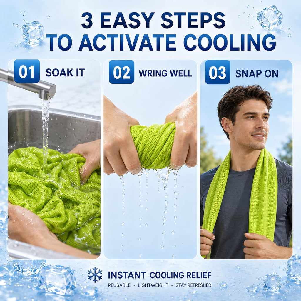 Cooling Towels 43.3" x 15.7" - Ice Towel, Sweat Towel, Cooling Towels for Neck & Face & Cooling Neck Wraps for Summer Heat - Neck Cooler for Quick Cool Down for Gym, Running, Golf, Yoga & Sports