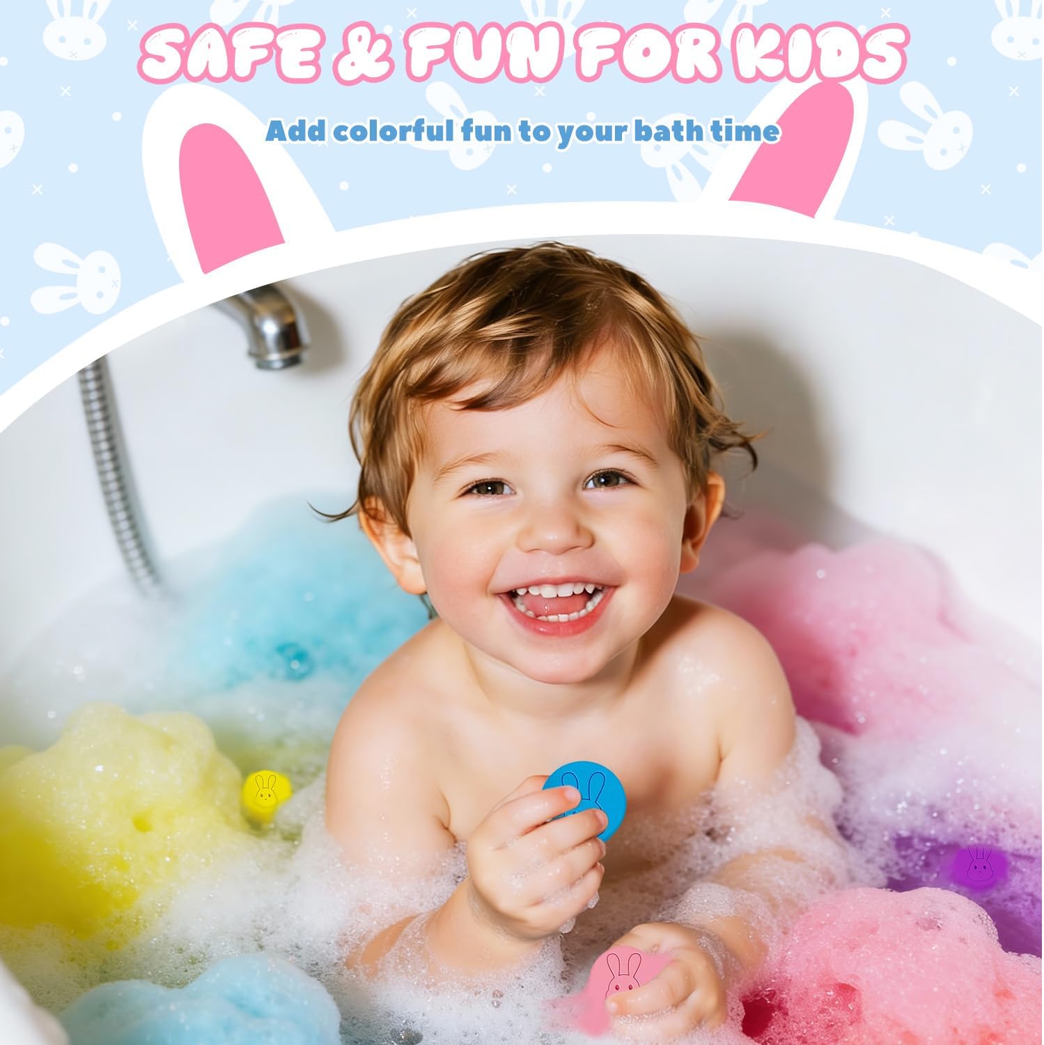 Bath Bombs for Kids, STEM 180 Mini Color Tablet in 9 Bright Colors for Creative Bathtub Art Bath Toys Fun Colorful Bath Scientific Experiment for Boys Girls Fizz Balls