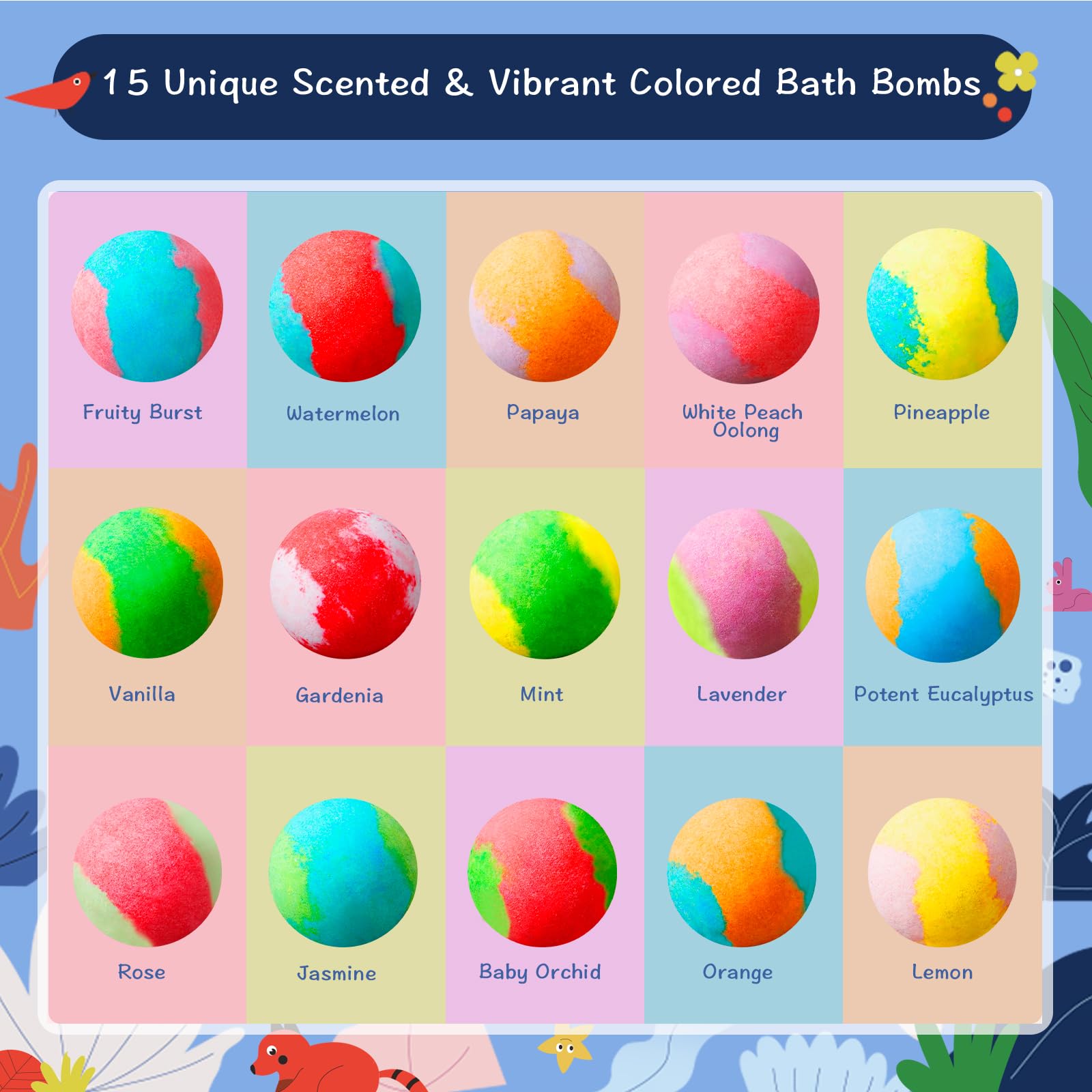 Sea Surprise Bath Bombs for Kids, 15 Pack Organic Fizzy Bath Bombs Gift Set with Hidden Ocean Toys, Gentle & Scented, Kid-Safe & Fun Bath Time, Ideal Christmas Gift & Stocking Stuffer for Kids