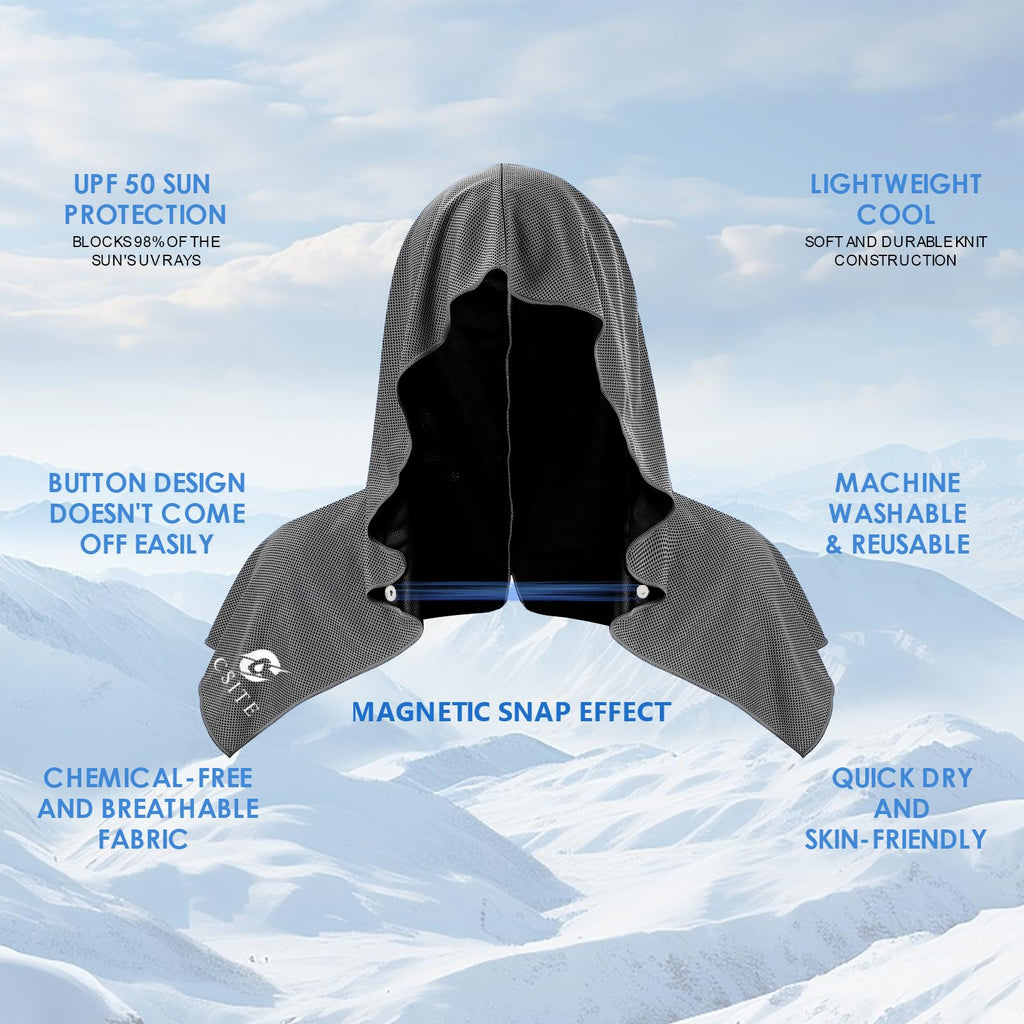 CSITE Cooling Hoodie Towels, Instant Cooling Towels for Neck and Face, UPF 50 Sun Protection, Ice Towel for Hot Weather, Head Towel for Sports, Camping, Cycling & More Activities