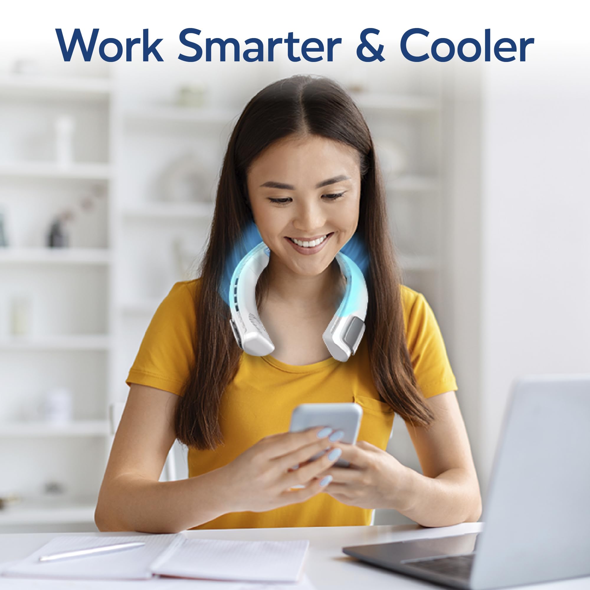 Arctic Air Freedom Personal Air Cooler - Portable 3-Speed Neck Fan, Hands-Free Wearable Design, Lightweight, Cordless And Rechargeable