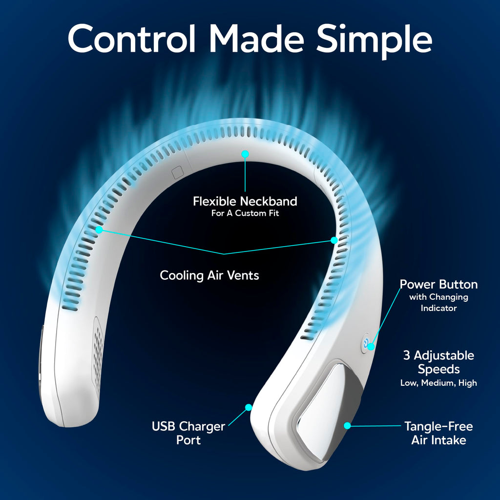 Arctic Air Freedom Personal Air Cooler - Portable 3-Speed Neck Fan, Hands-Free Wearable Design, Lightweight, Cordless And Rechargeable