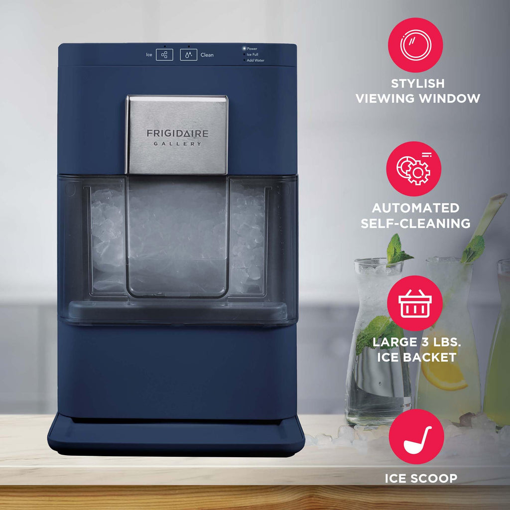 Frigidaire Compact Countertop Ice Maker, Makes 26 Lbs. of Bullet Shaped Ice Cubes Per Day, Silver Stainless