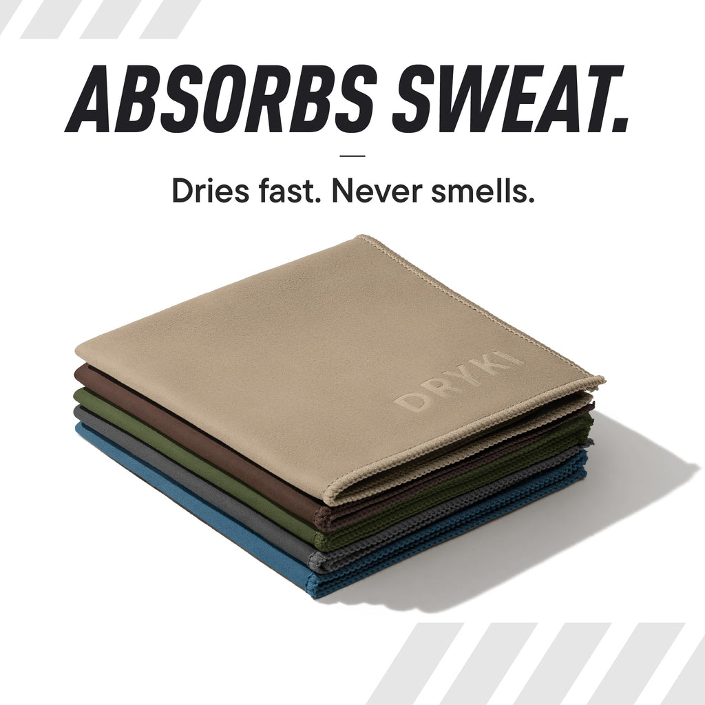 DRYKI Sweat Absorbing Handkerchiefs - The Original Pocket-Sized Sweat Towels - Quick-Dry Microfiber Sweat Rags for Face, Hands, & Body - Men & Women - Gym, Sports, and Work (Forest: 5 Pack)