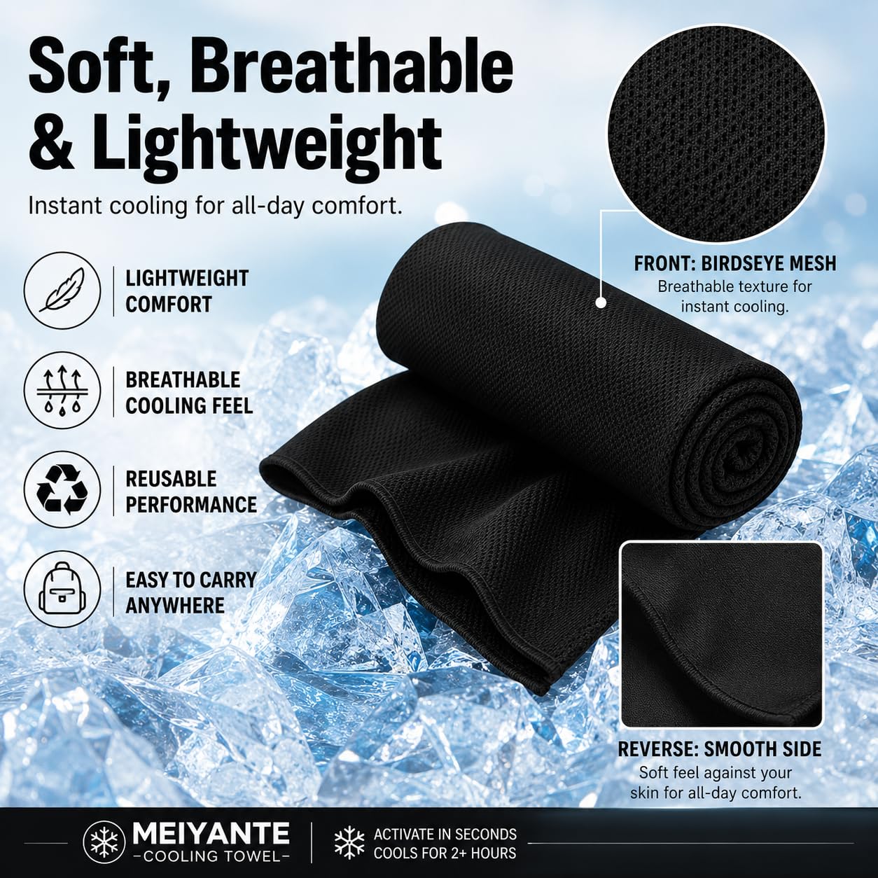 Cooling Towels 43.3" x 15.7" - Ice Towel, Sweat Towel, Cooling Towels for Neck & Face & Cooling Neck Wraps for Summer Heat - Neck Cooler for Quick Cool Down for Gym, Running, Golf, Yoga & Sports