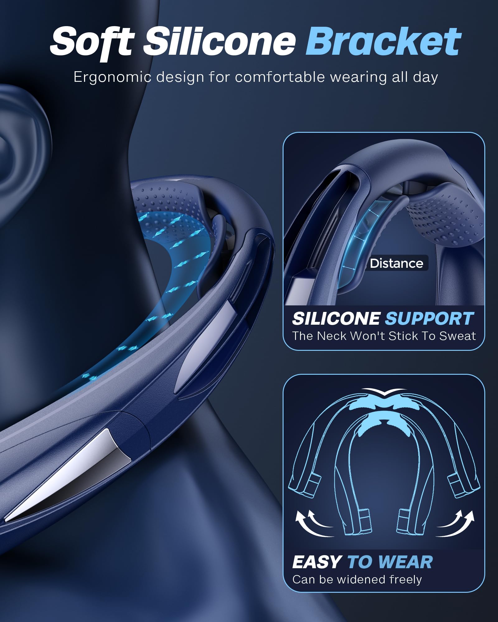 Laimiod Neck Fan - Portable Neck Fan with LED Book Light, 6-20h Long Battery Life, 6 Speeds Adjustable, USB-C Rechargeable, Hands-Free Wearable Fan, Cooling Personal Fan Gifts for Men Women Dad Mom | Comfortable Silicone Made, 6-20 Hours Long Lasting, 6 A