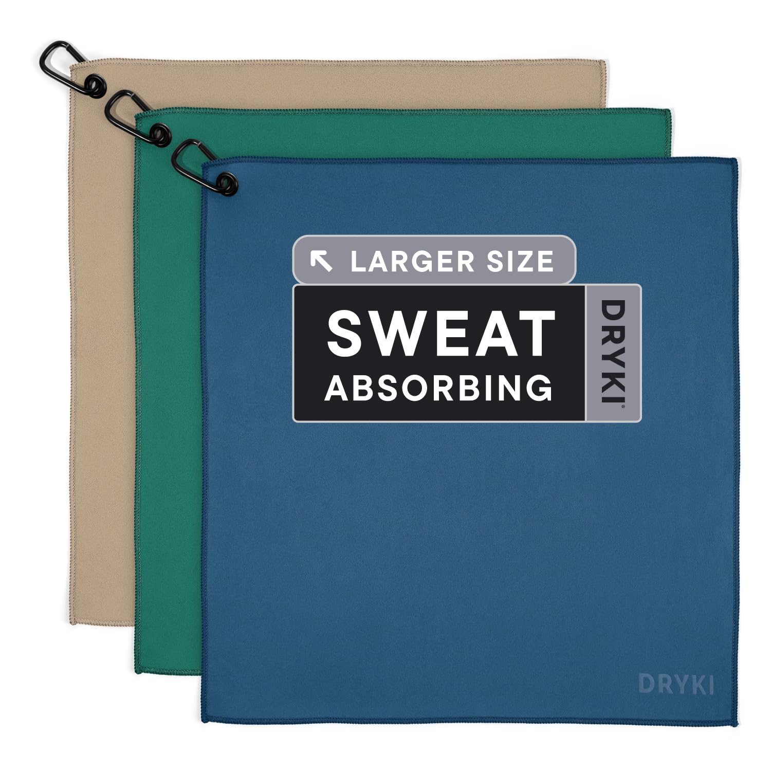 DRYKI Sweat Absorbing Handkerchiefs - The Original Pocket-Sized Sweat Towels - Quick-Dry Microfiber Sweat Rags for Face, Hands, & Body - Men & Women - Gym, Sports, and Work (Forest: 5 Pack)