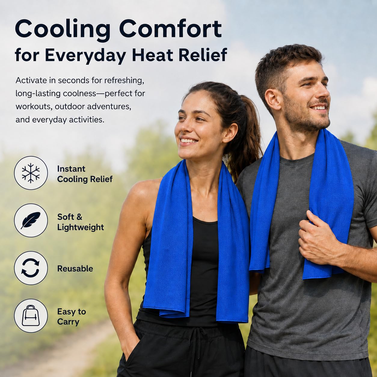 Cooling Towels 43.3" x 15.7" - Ice Towel, Sweat Towel, Cooling Towels for Neck & Face & Cooling Neck Wraps for Summer Heat - Neck Cooler for Quick Cool Down for Gym, Running, Golf, Yoga & Sports