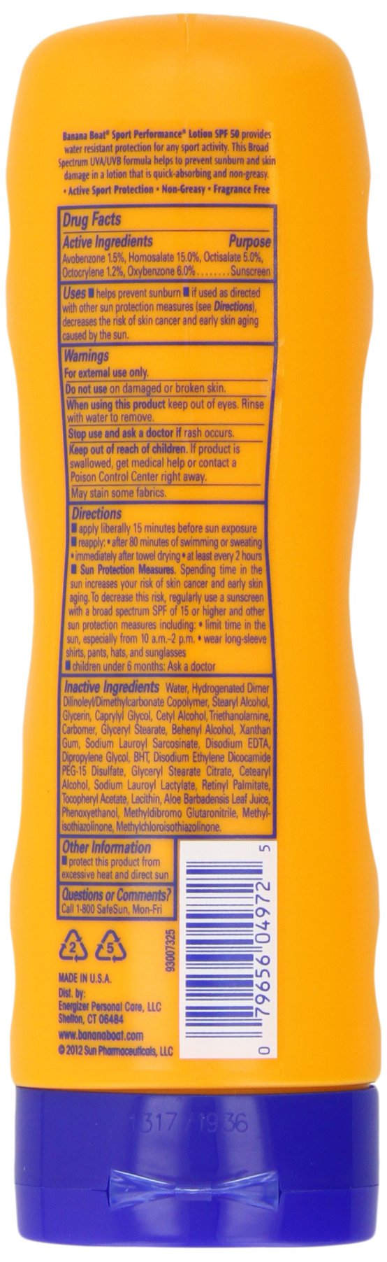 Banana Boat Sport Sunscreen Lotion, SPF 50, 10 Oz Each, Twin Pack | HIGH-PERFORMANCE SUNSCREEN with a non-greasy feel and won't clog pores