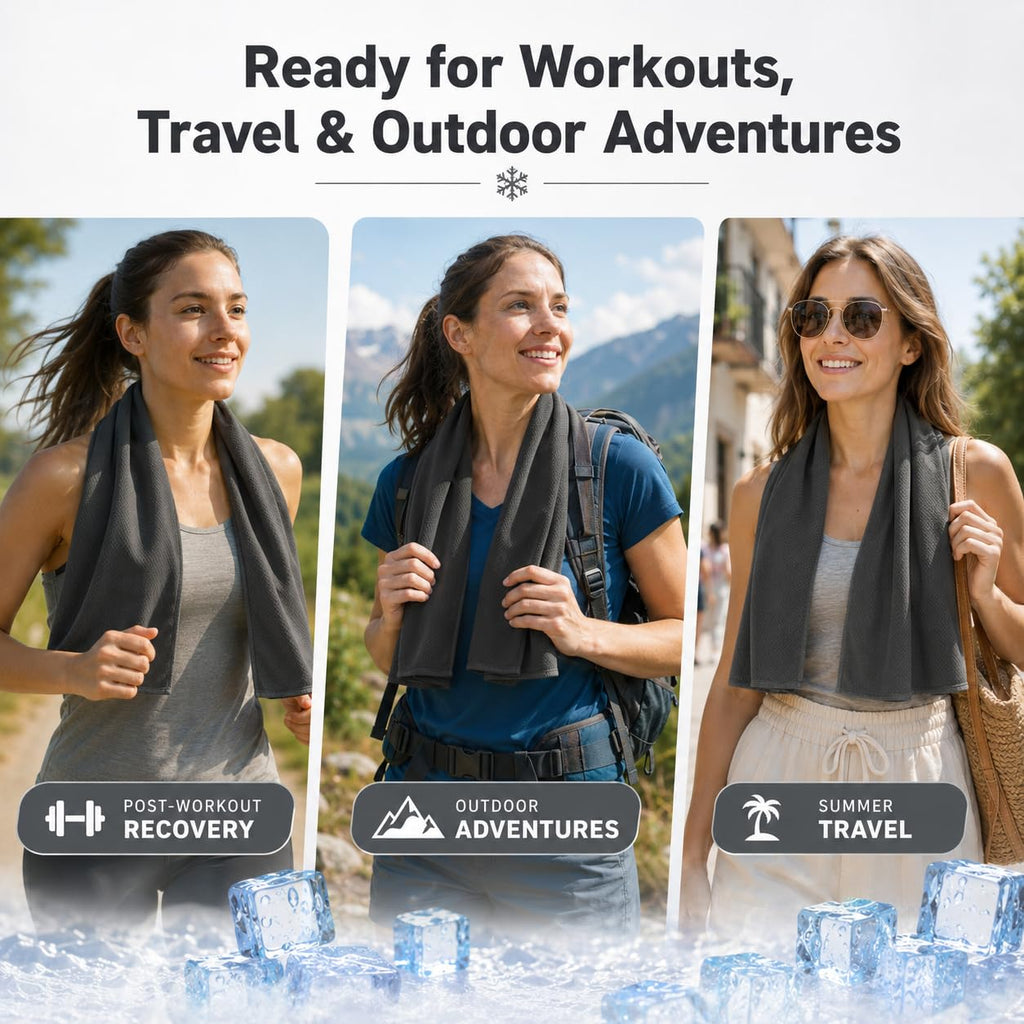 Cooling Towels 43.3" x 15.7" - Ice Towel, Sweat Towel, Cooling Towels for Neck & Face & Cooling Neck Wraps for Summer Heat - Neck Cooler for Quick Cool Down for Gym, Running, Golf, Yoga & Sports