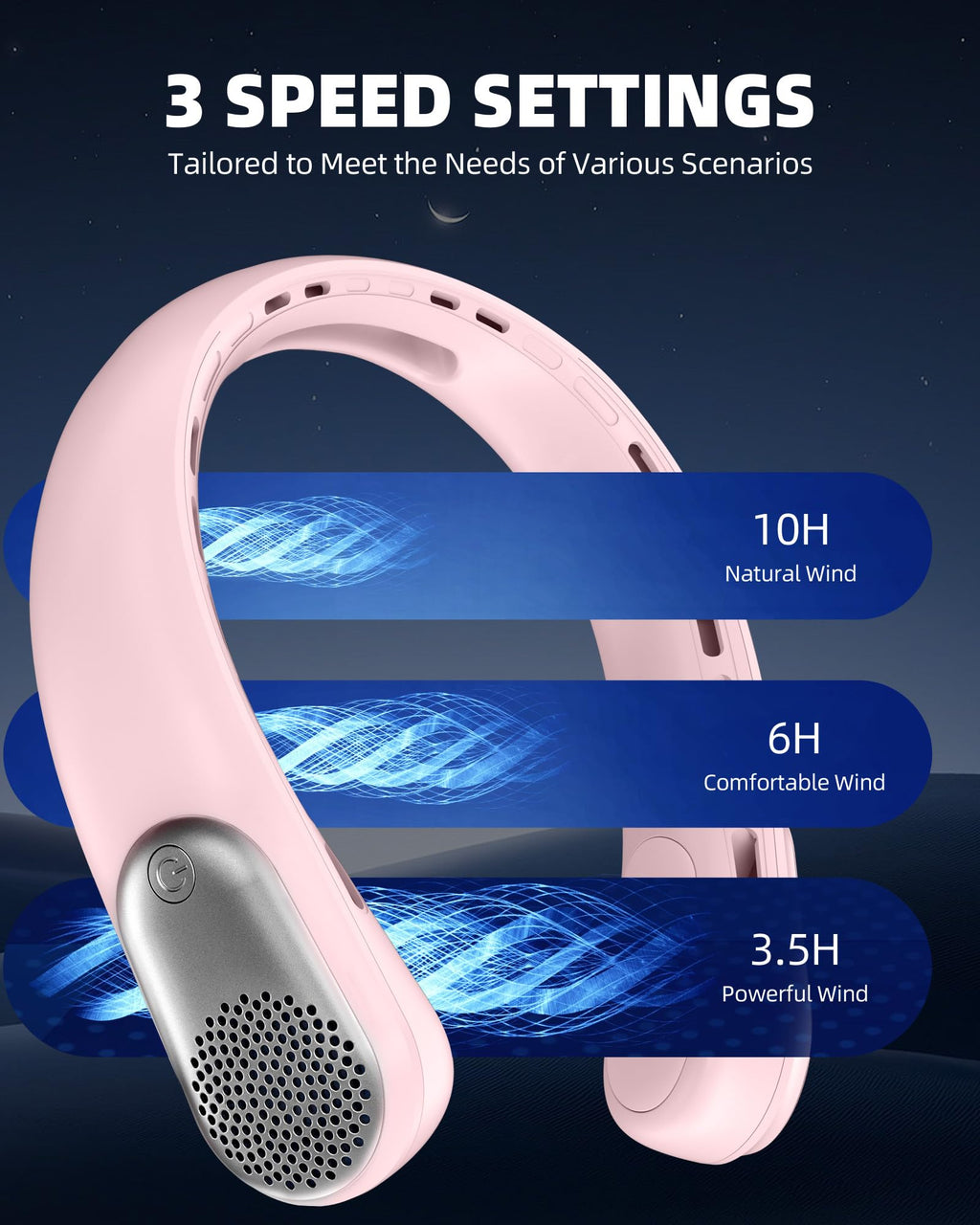 Neck Fan, Portable 4000 mAh Battery Operated Personal Fan with LED Display, 3 Wind Speed, Fast Cooling, Fast Cooling,USB Rechargeable Fan for Women Outdoor Purple