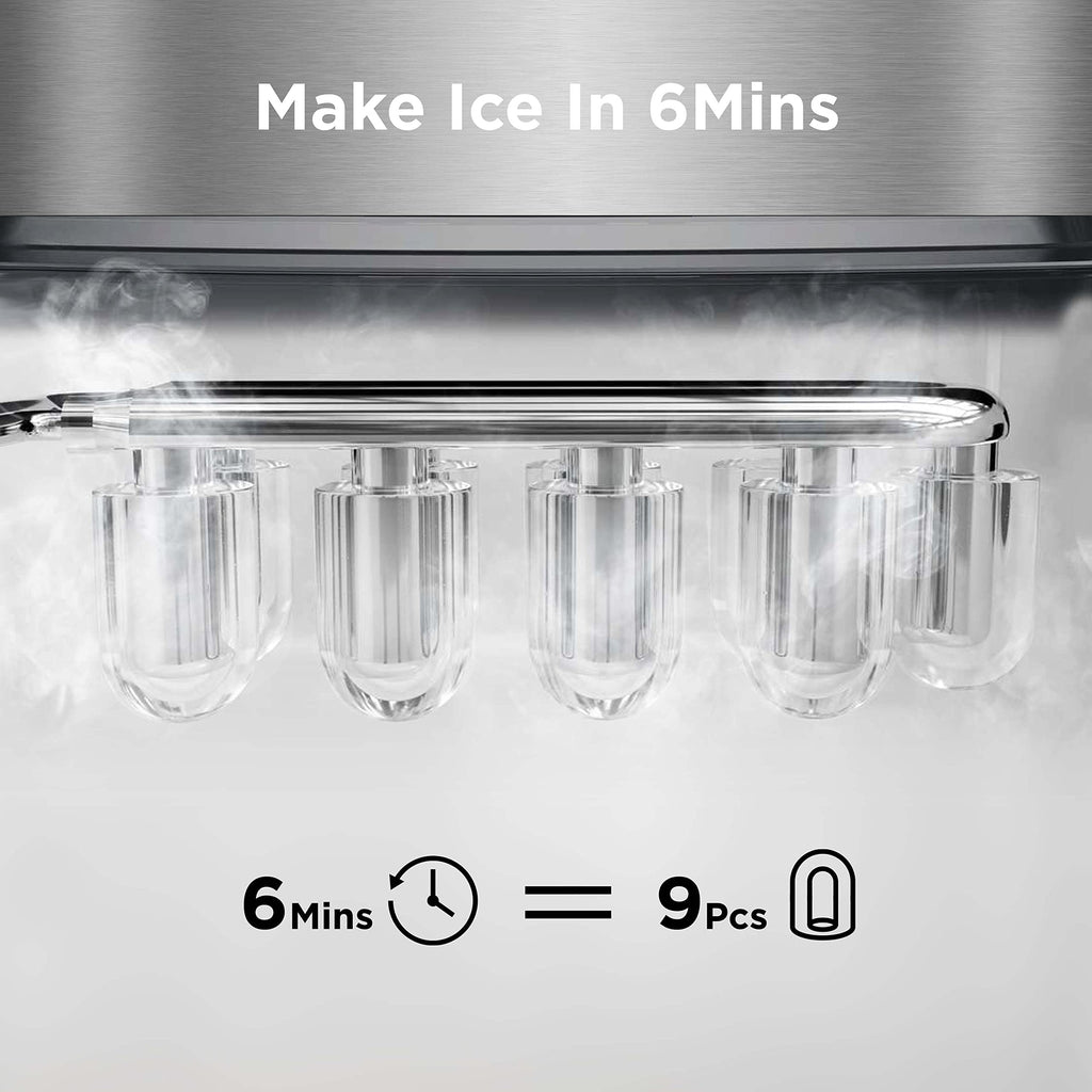 Silonn Nugget Ice Maker Countertop, Pellet Ice Machine with Self-Cleaning Function, Sonic Ice Maker Produces 36lbs of Chewable Ice in 24 Hours, Ideal for Home Kitchen and Office (Black)