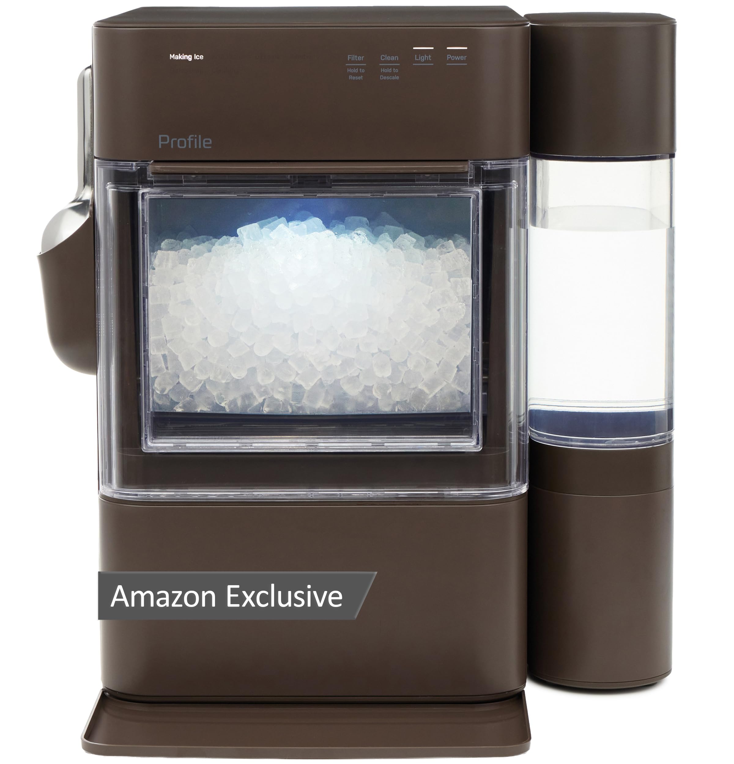 GE Profile Opal Ultra, Countertop Nugget Ice Maker, 1 Gal XL Side Tank, *Amazon Exclusive*, 38 lbs/Day, Pebble Pellet Crushed Ice Machine, WiFi Black Stainless Steel