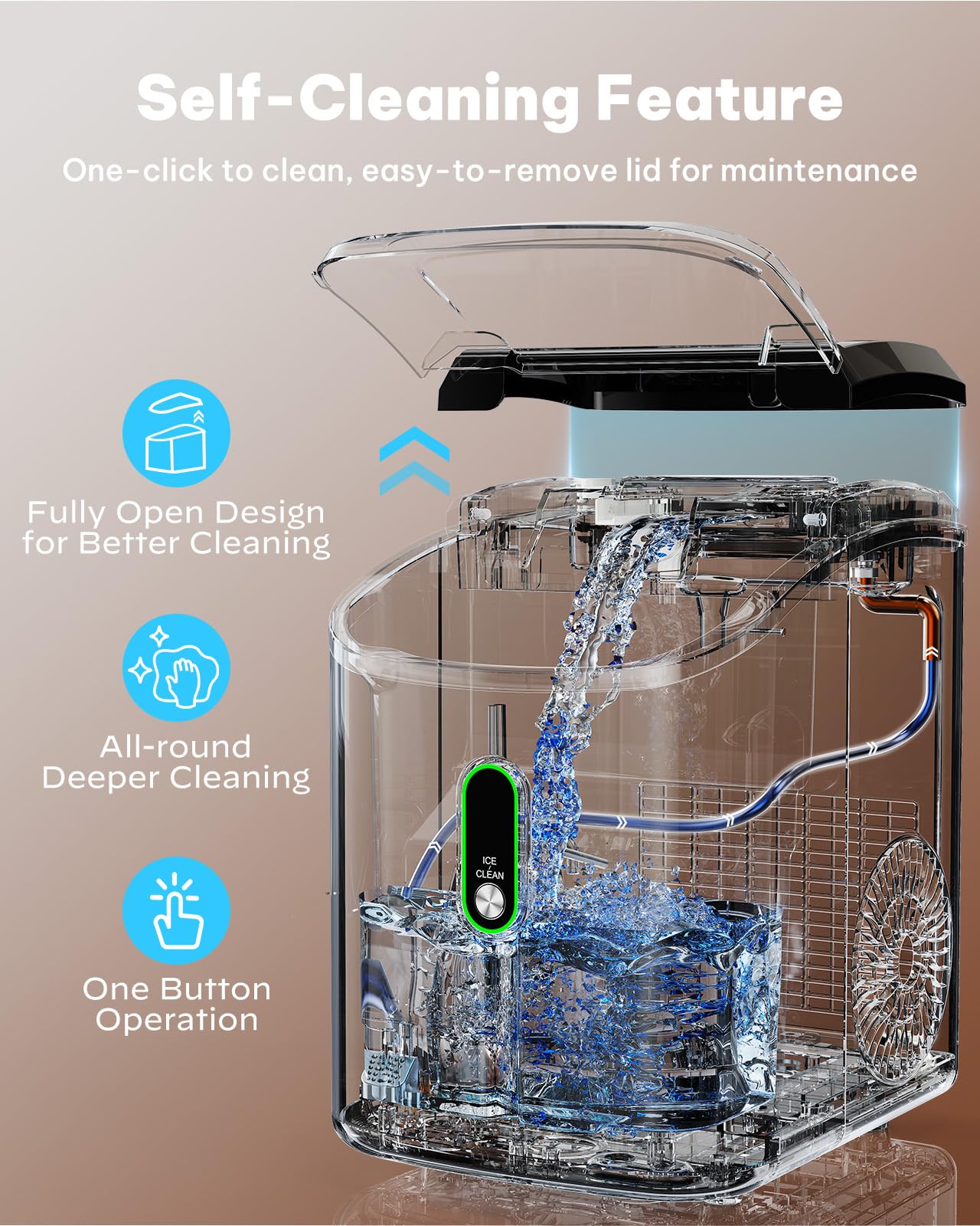 Silonn Nugget Ice Maker Countertop, Pellet Ice Machine with Self-Cleaning Function, Sonic Ice Maker Produces 36lbs of Chewable Ice in 24 Hours, Ideal for Home Kitchen and Office (Black)